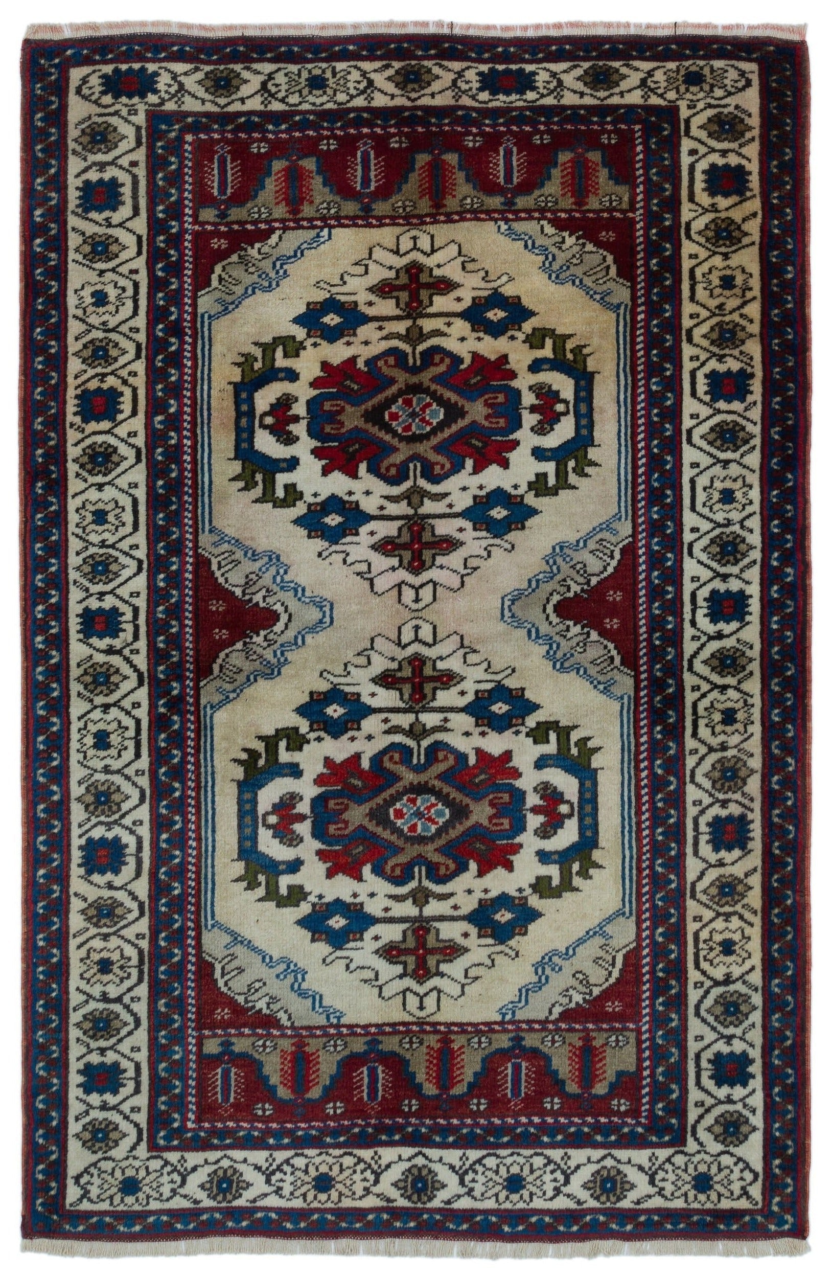 Kavala Beige Classic Wool Handmade Area Rug 3'3" x 5'1"
