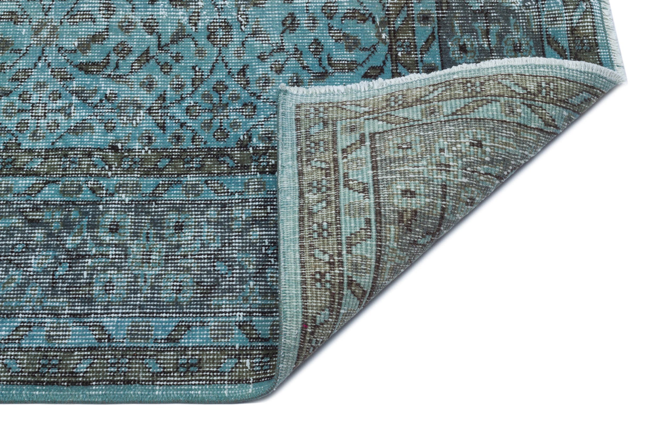 Atina Green Vintage Wool Handmade Area Rug 6'3" x 9'9"
