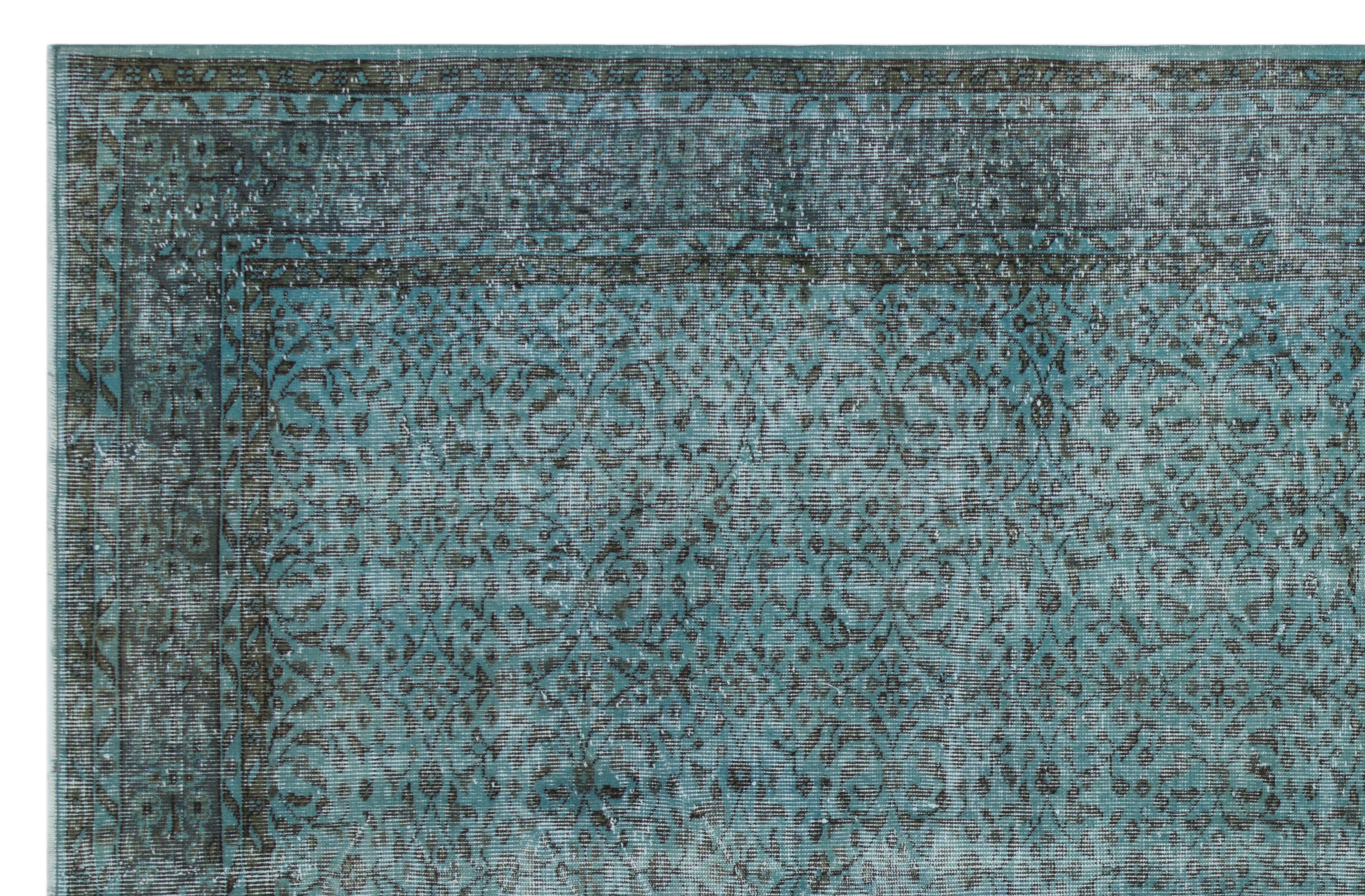 Atina Green Vintage Wool Handmade Area Rug 6'3" x 9'9"