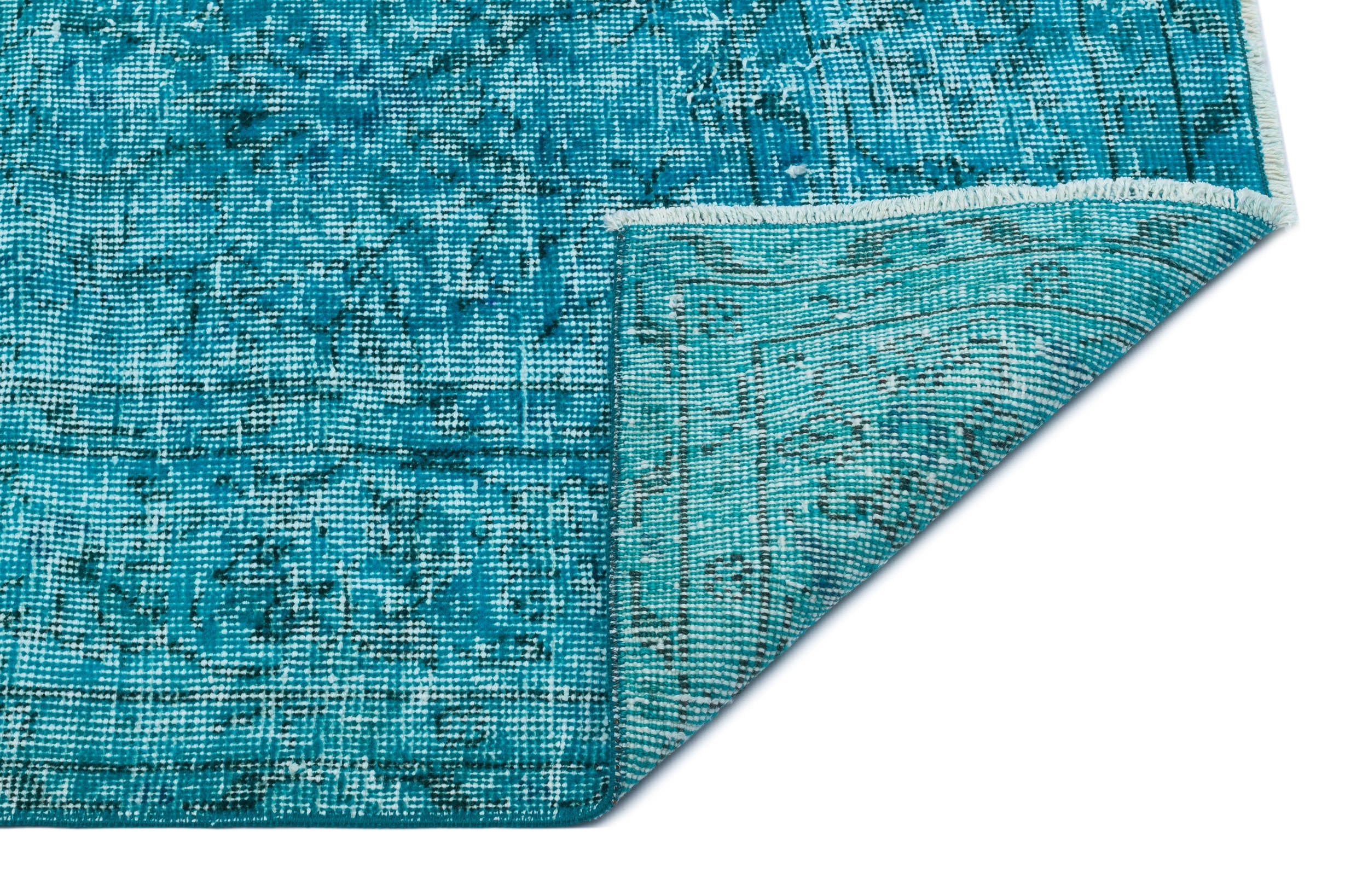 Atina Turquoise Vintage Wool Handmade Area Rug 5'5" x 8'6"