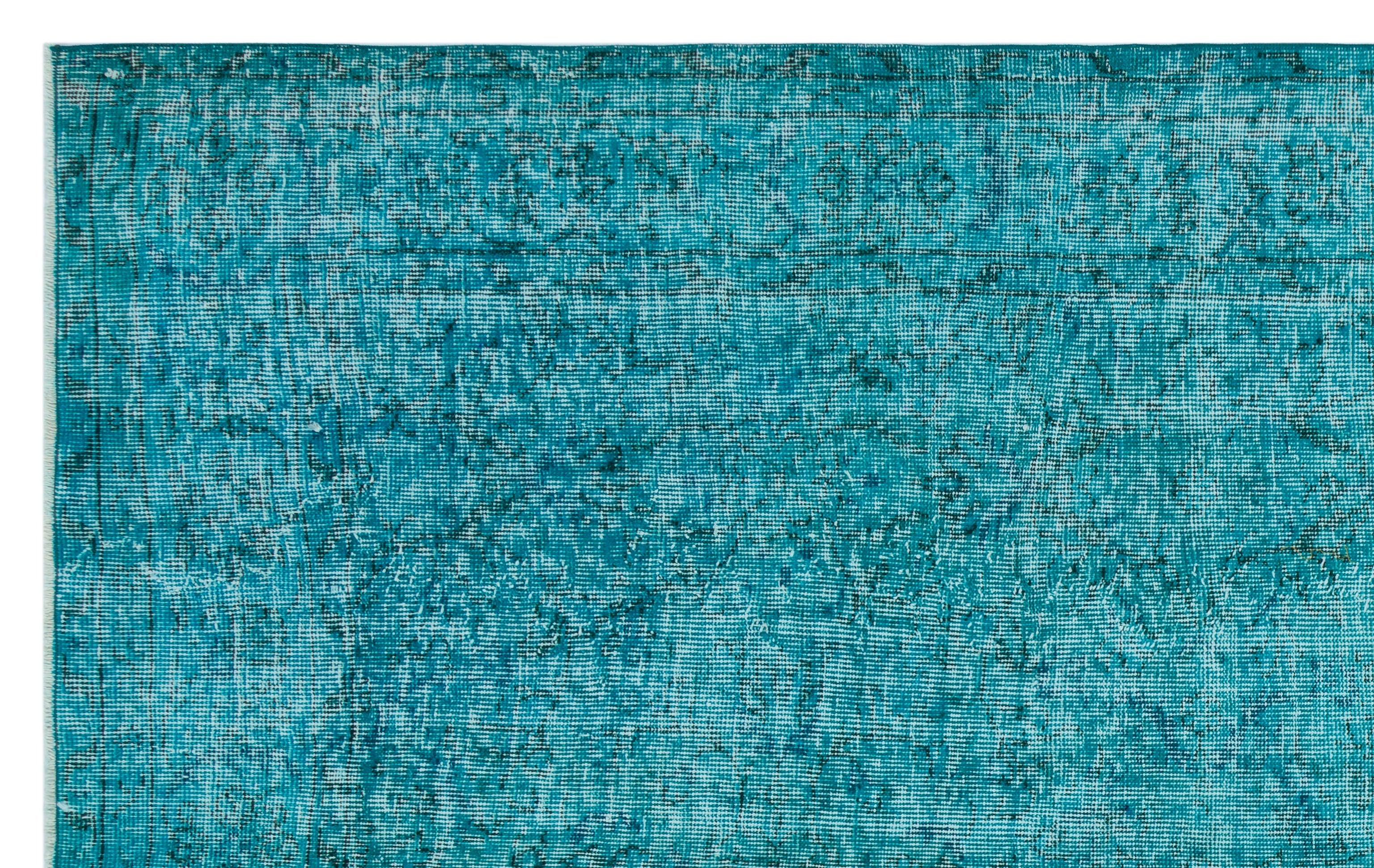 Atina Turquoise Vintage Wool Handmade Area Rug 5'5" x 8'6"