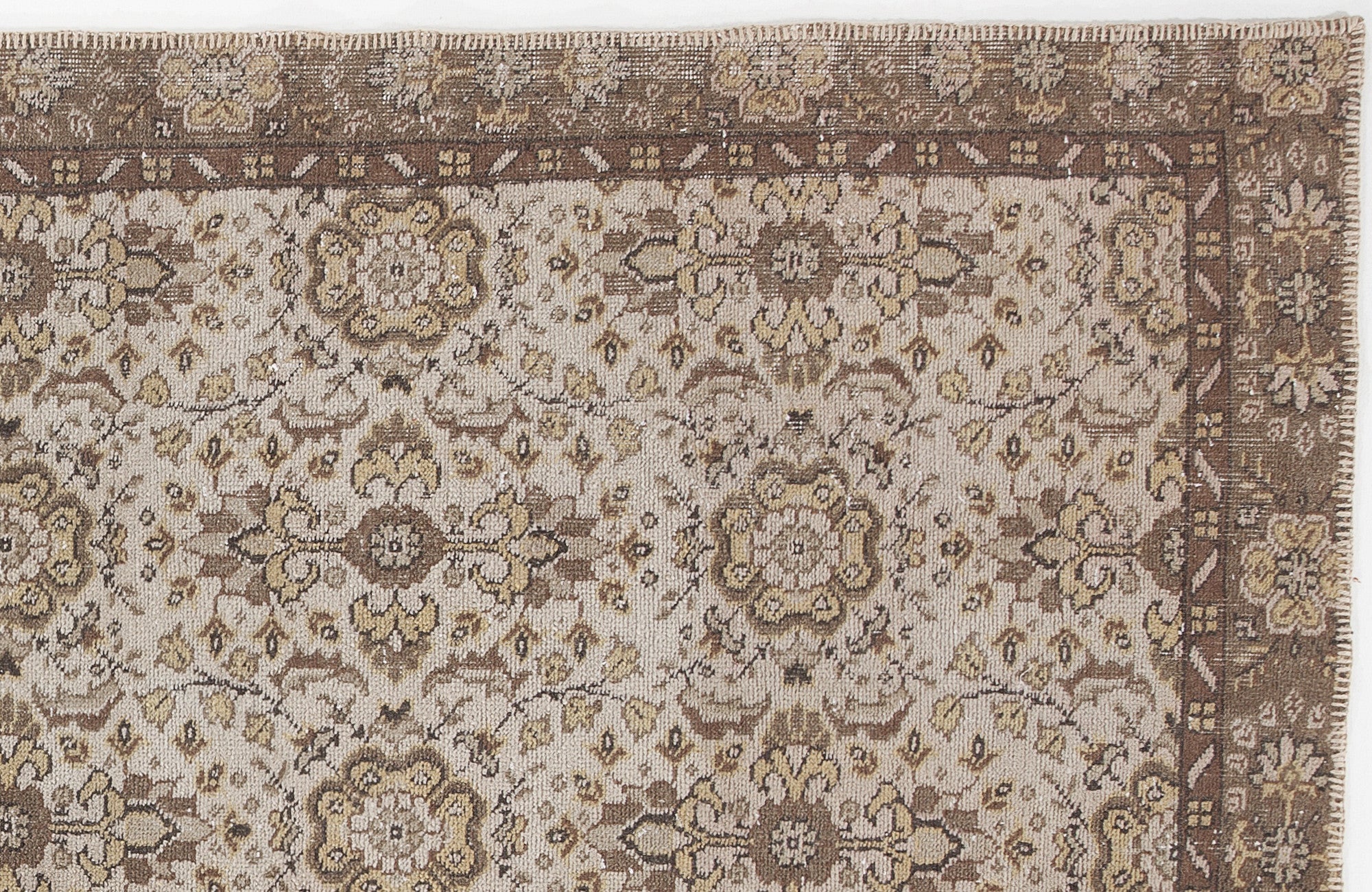 Atina Beige Vintage Wool Handmade Area Rug 5'4" x 9'3"