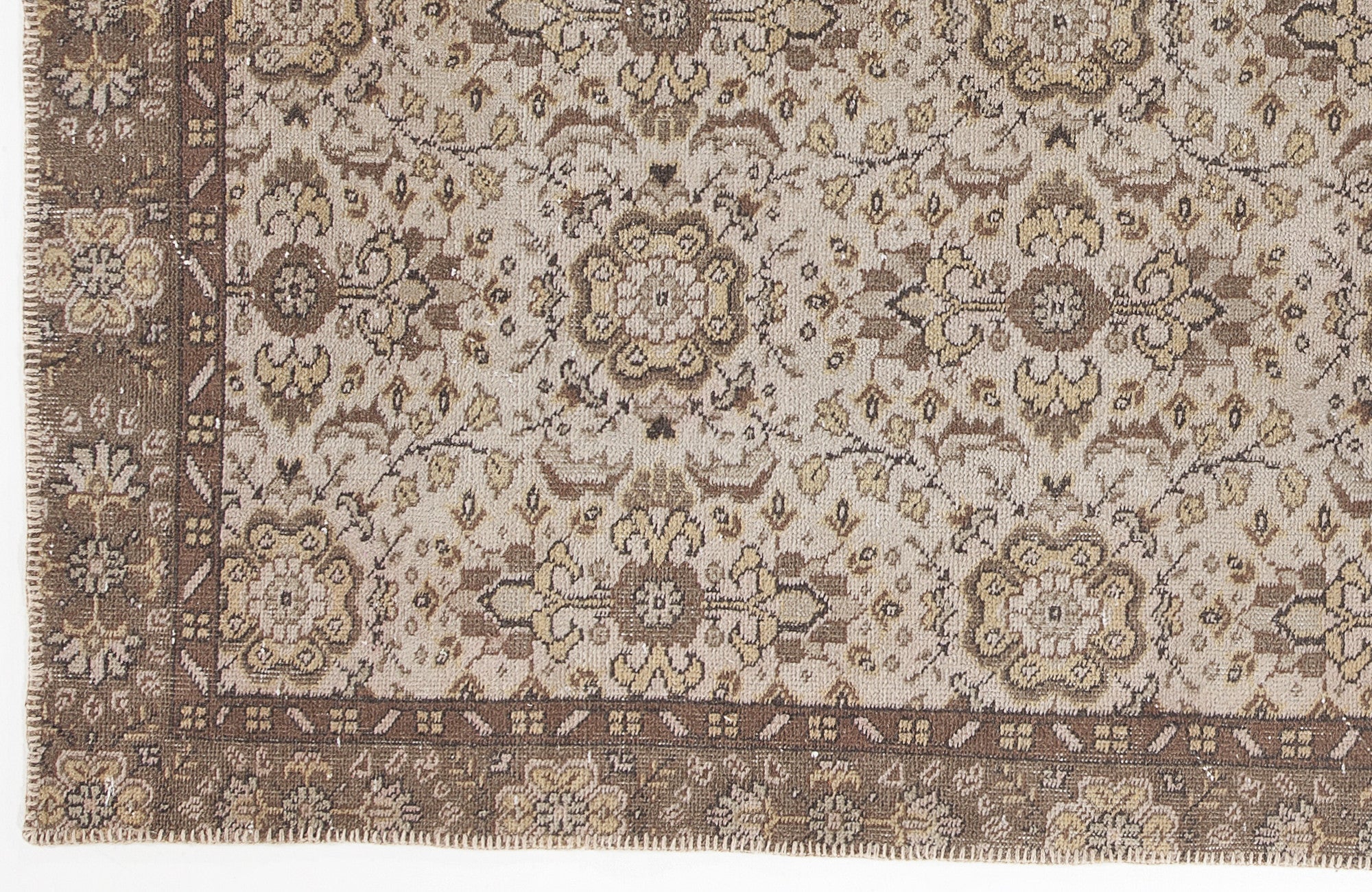 Atina Beige Vintage Wool Handmade Area Rug 5'4" x 9'3"