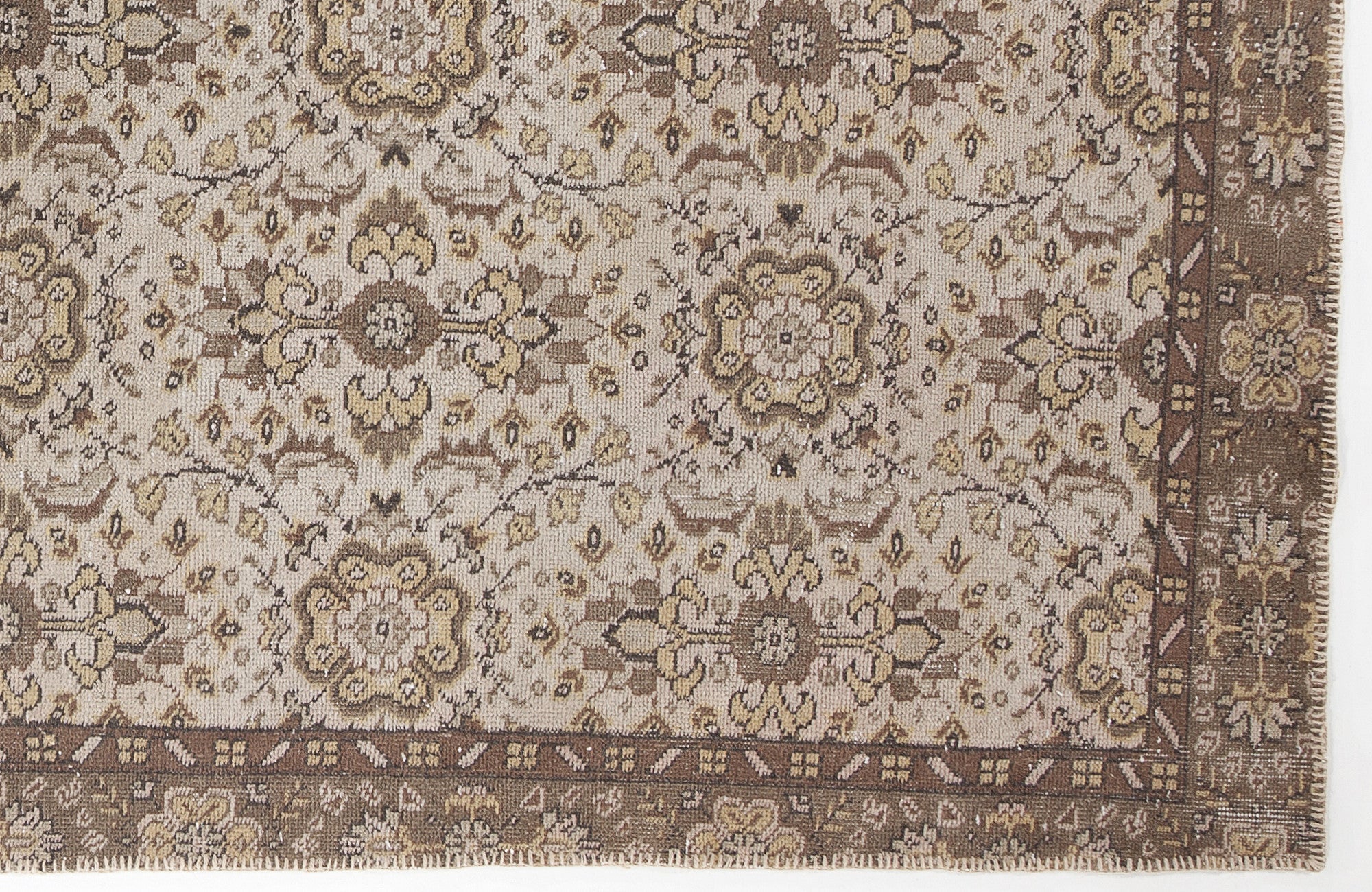 Atina Beige Vintage Wool Handmade Area Rug 5'4" x 9'3"