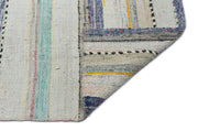 Girit Beige Striped Wool Handmade Area Rug 6'5" x 9'9"