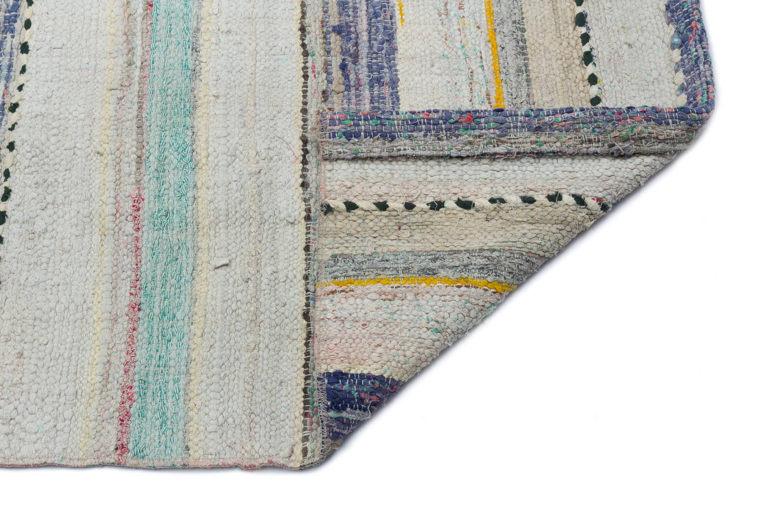 Girit Beige Striped Wool Handmade Area Rug 6'5" x 9'9"