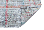 Girit White Striped Wool Handmade Area Rug 3'10" x 6'11"