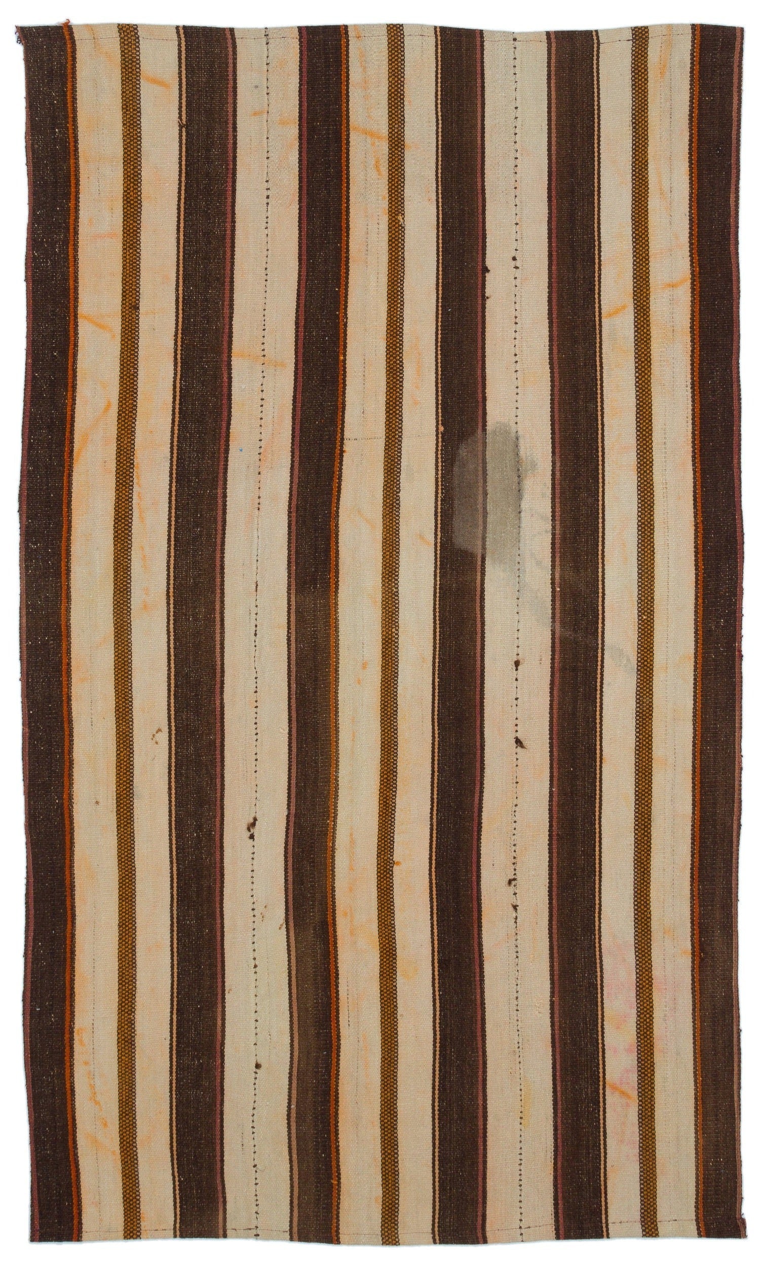 Girit Multy Striped Wool Handmade Area Rug 3'11" x 6'8"