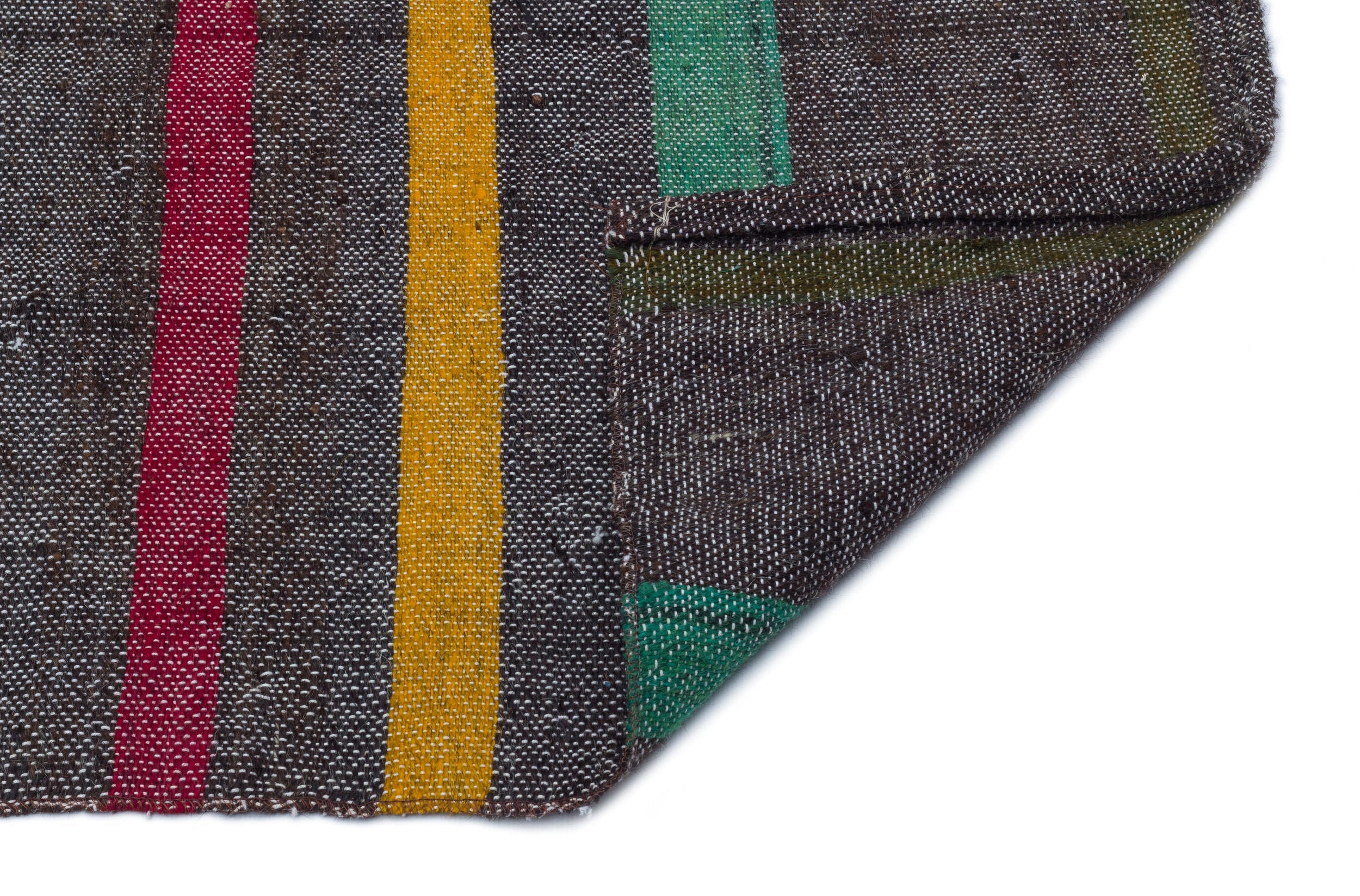 Girit 32299 Grey Striped Wool Handmade Area Rug 4'11" x 8'3"