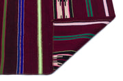 Girit Purple Striped Wool Handmade Area Rug 4'3" x 6'2"