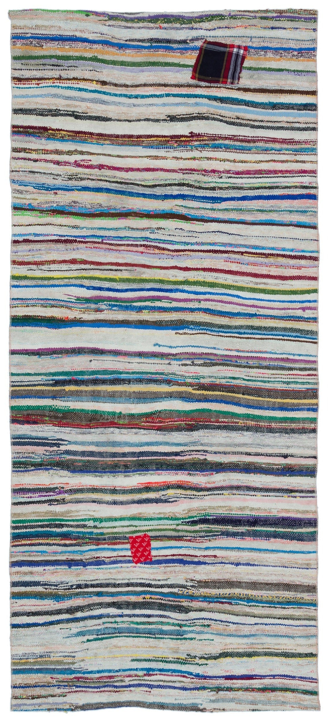 Girit Beige Striped Wool Handmade Area Rug 4'0" x 9'1"