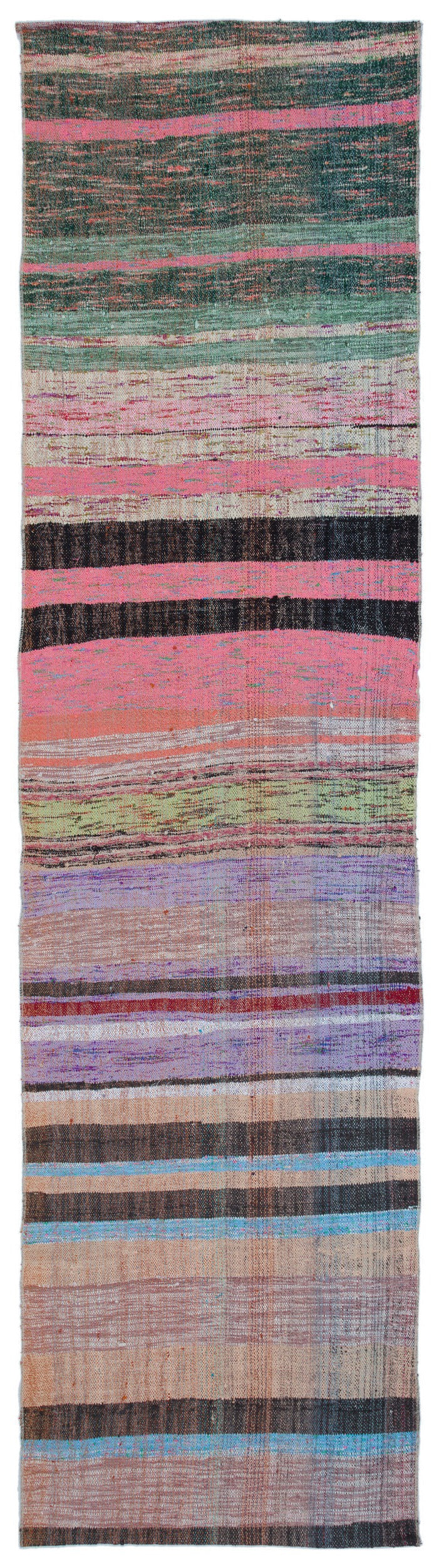 Girit Beige Striped Wool Handmade Area Rug 2'10" x 10'11"