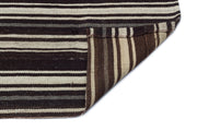 Girit Black Striped Wool Handmade Area Rug 4'10" x 5'0"