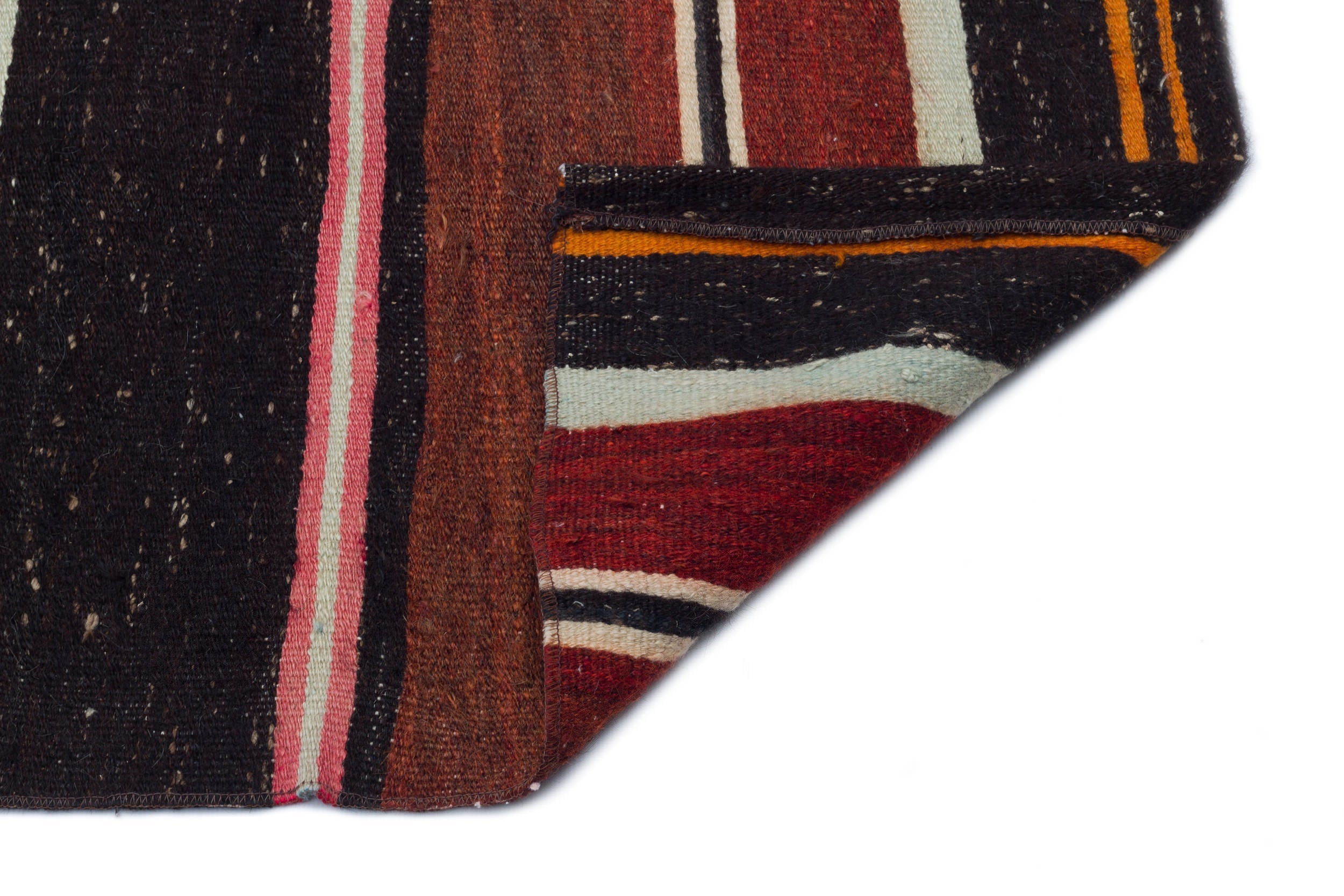 Girit Brown Striped Wool Handmade Area Rug 4'5" x 7'4"