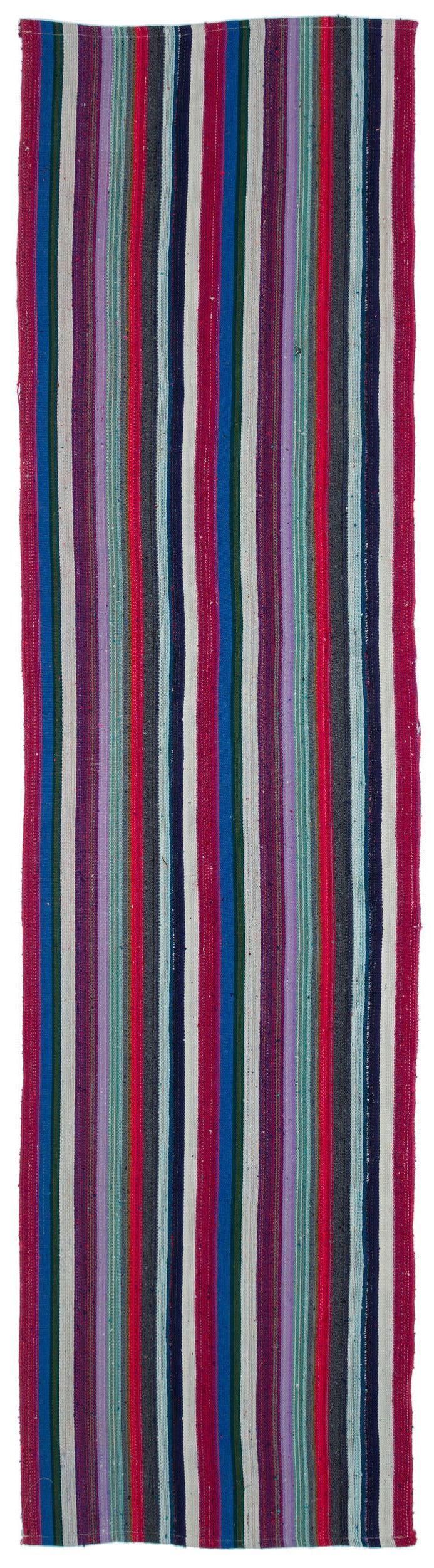 Girit Beige Striped Wool Handmade Area Rug 3'0" x 12'0"