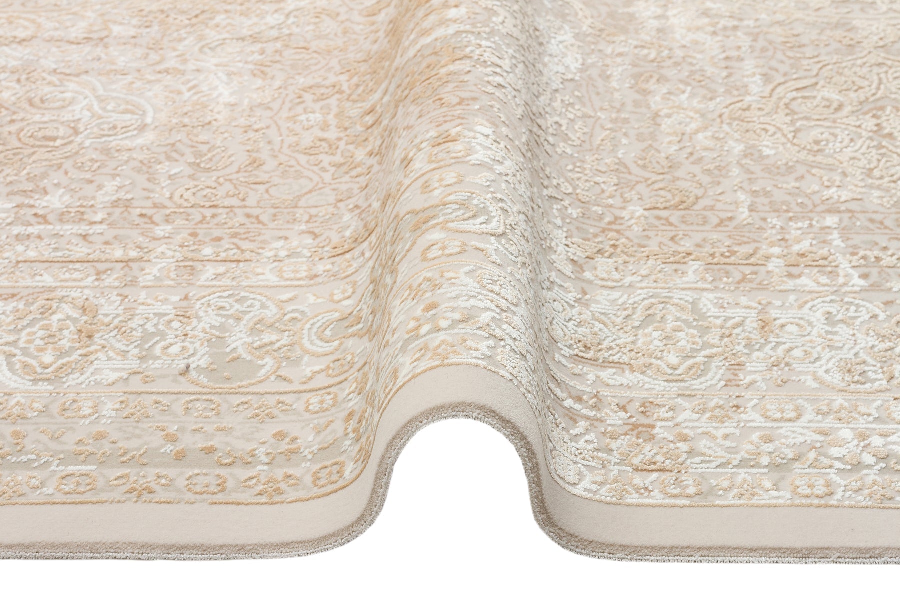 Vintage Cotton Area Rug – Machine Made Cream Rug With Anti Slip Flatweave Design