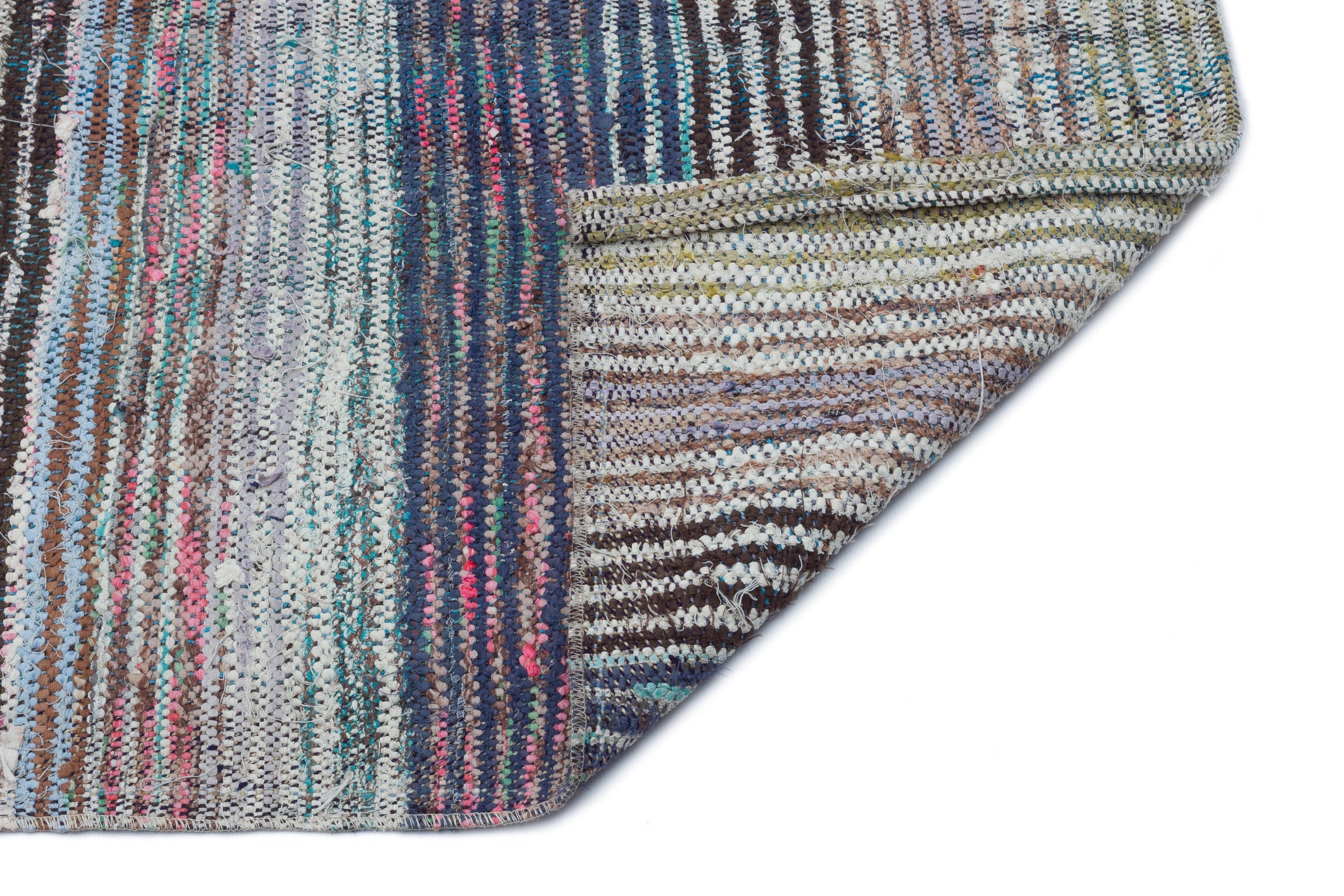 Girit Beige Striped Wool Handmade Area Rug 4'6" x 9'4"