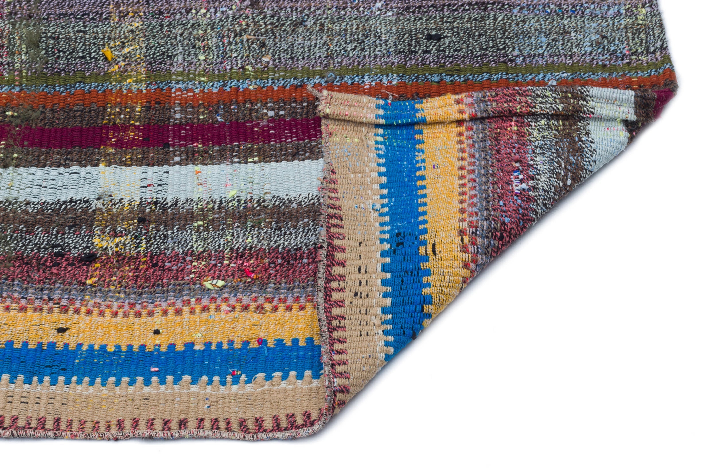 Girit Multy Striped Wool Handmade Area Rug 3'5" x 7'3"