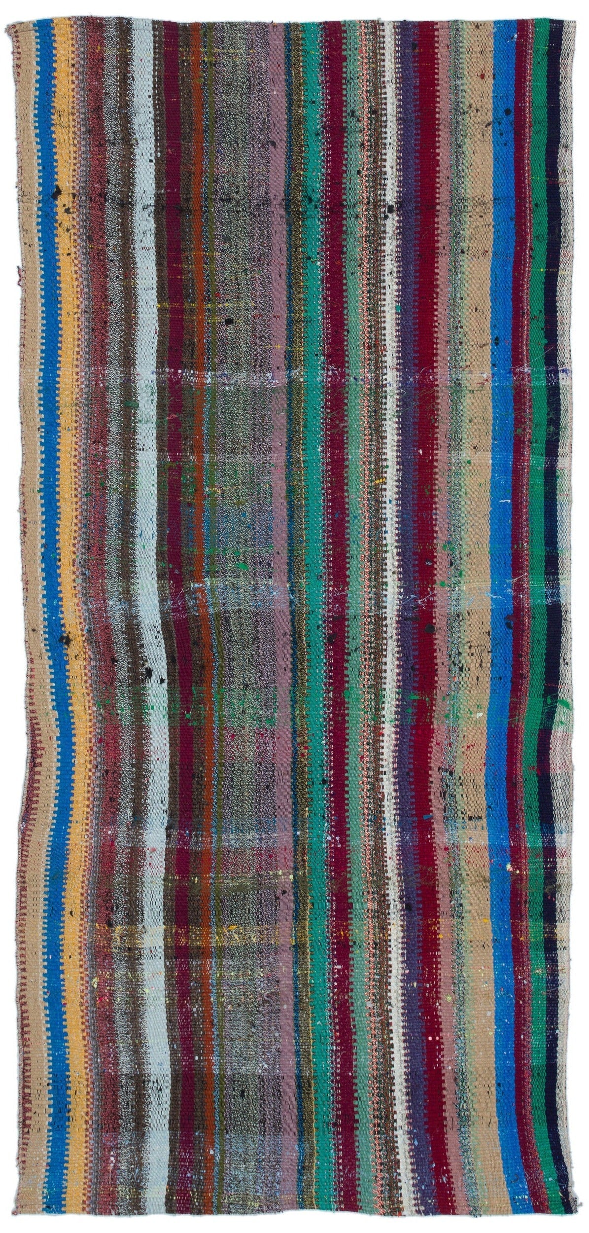 Girit Multy Striped Wool Handmade Area Rug 3'5" x 7'3"