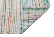 Girit Beige Striped Wool Handmade Area Rug 4'8" x 8'10"