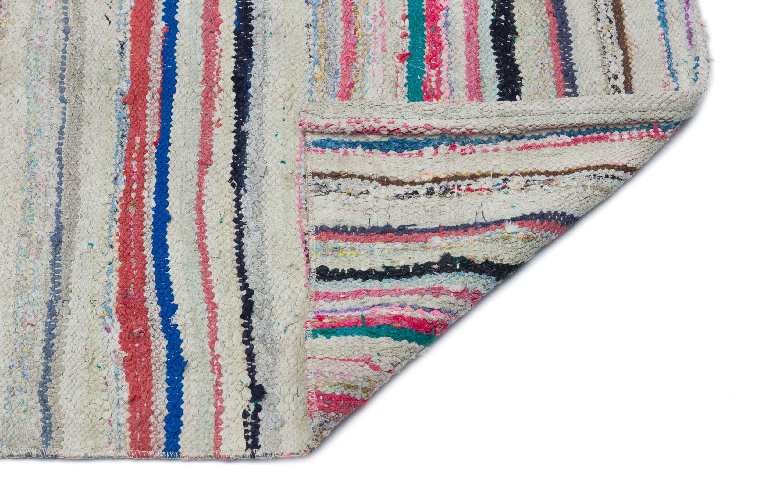 Girit Beige Striped Wool Handmade Area Rug 2'6" x 10'2"