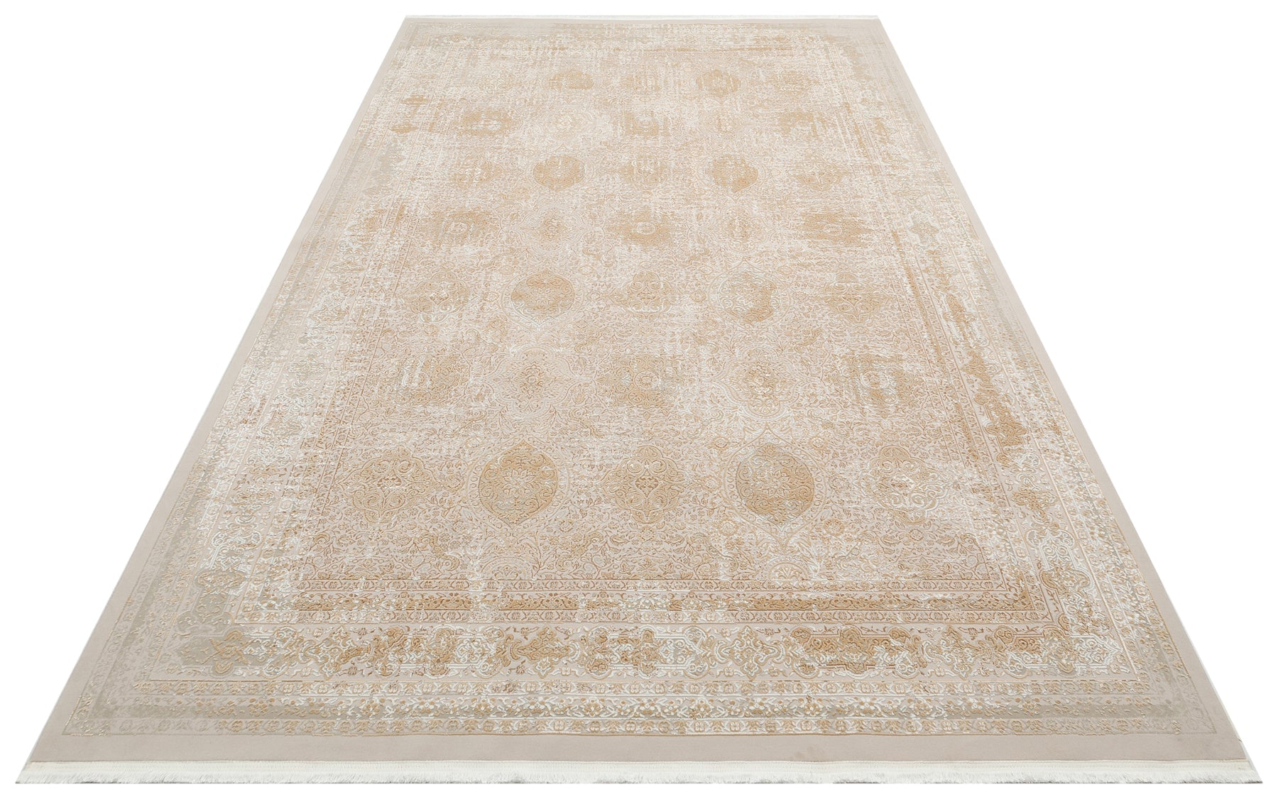 Vintage Cotton Area Rug – Machine Made Cream Rug With Anti Slip Flatweave Design
