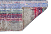 Girit Grey Striped Wool Handmade Area Rug 3'4" x 7'9"