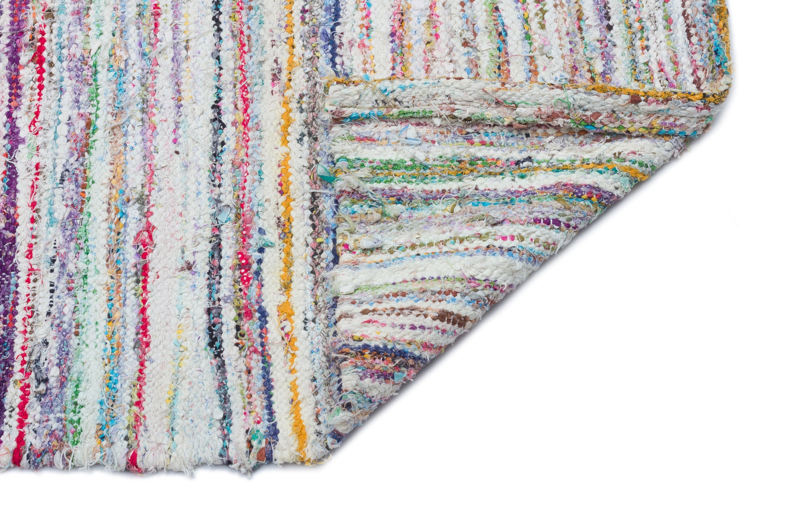 Girit Beige Striped Wool Handmade Area Rug 6'4" x 8'0"