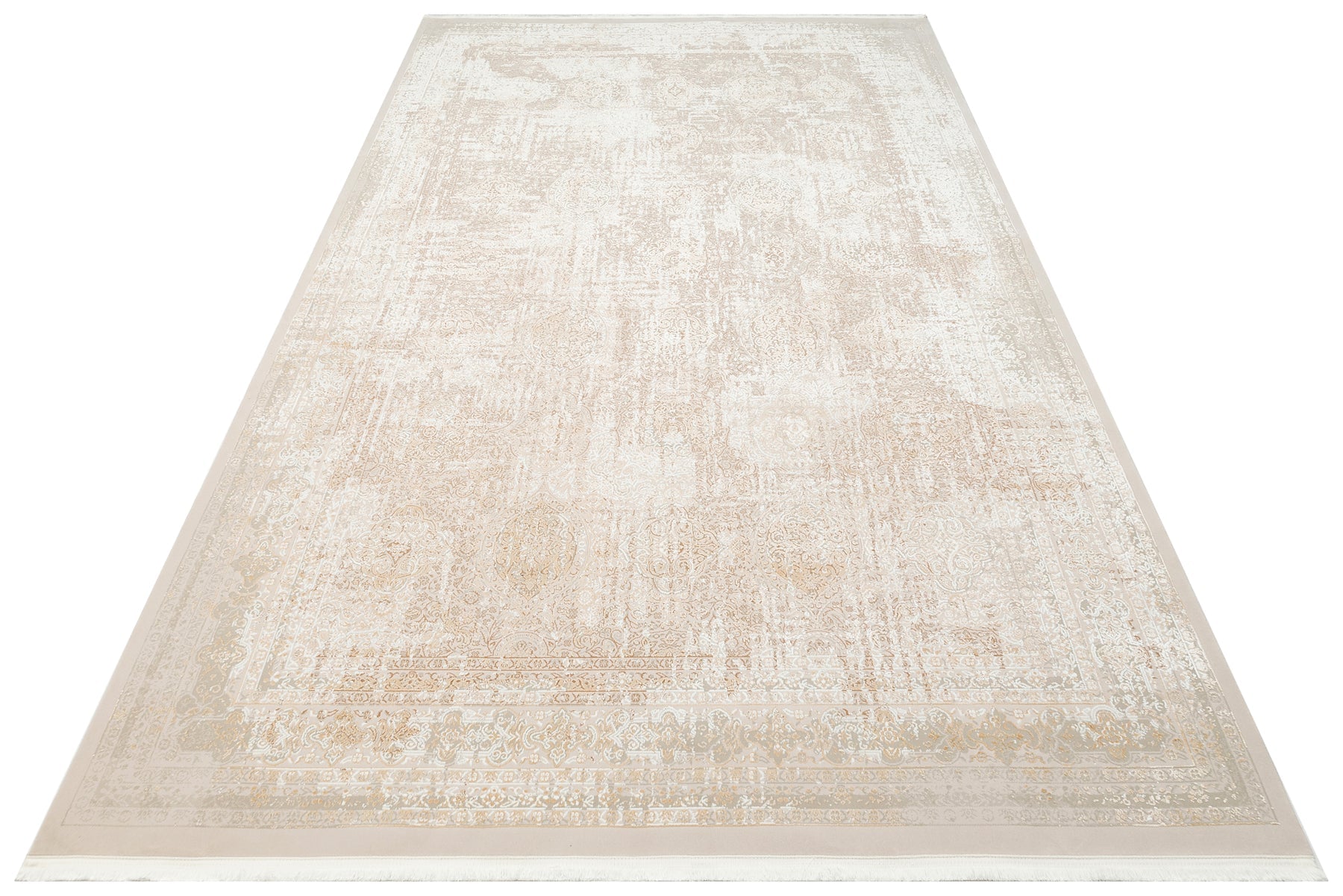 Vintage Cotton Area Rug – Machine Made Cream Rug With Anti Slip Flatweave Design