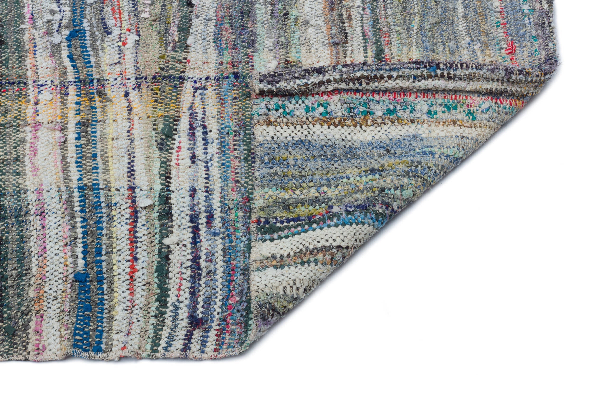 Girit Beige Striped Wool Handmade Area Rug 5'1" x 10'6"