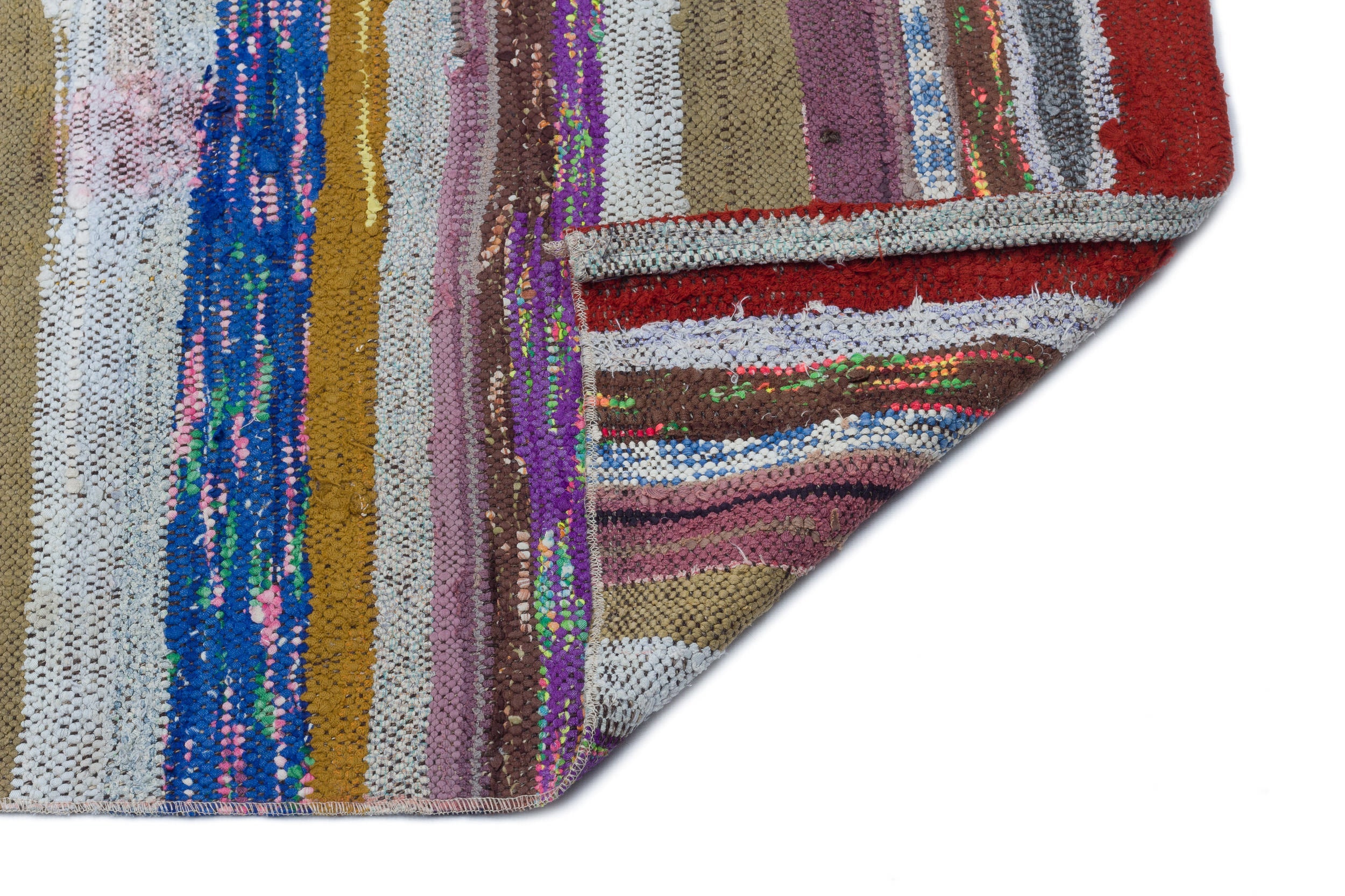 Girit Beige Striped Wool Handmade Area Rug 3'8" x 10'11"