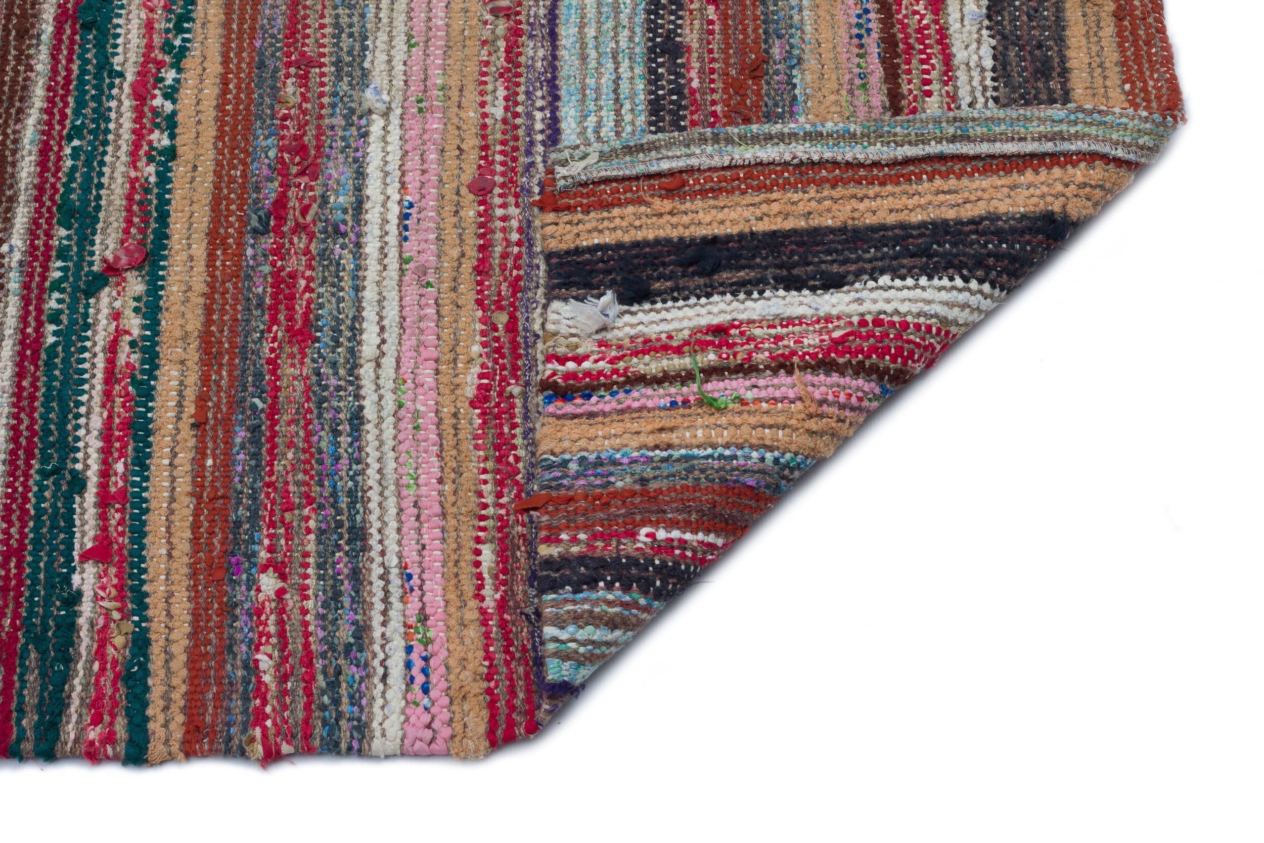 Girit Beige Striped Wool Handmade Area Rug 5'2" x 9'1"