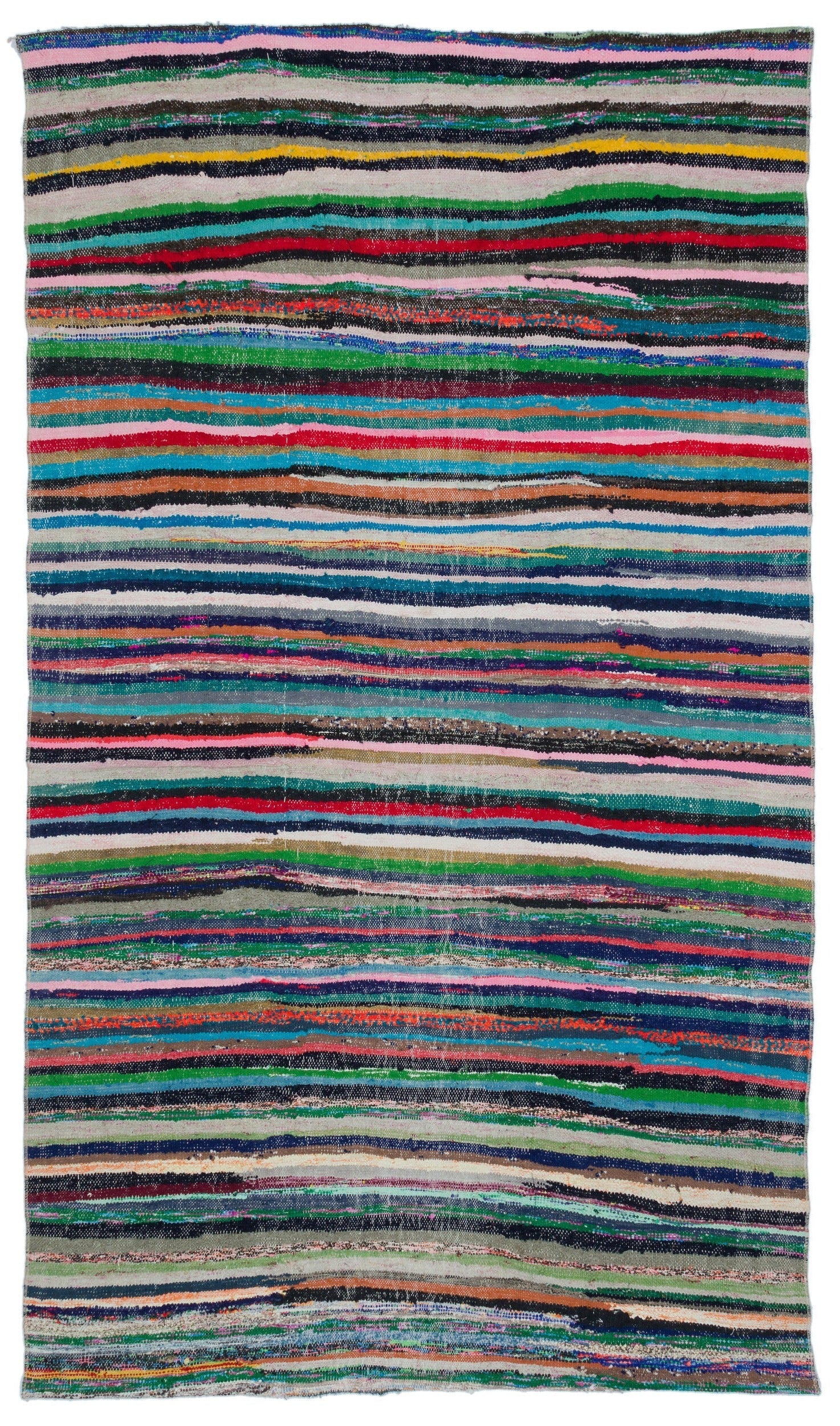 Girit Multy Striped Wool Handmade Area Rug 4'10" x 8'5"