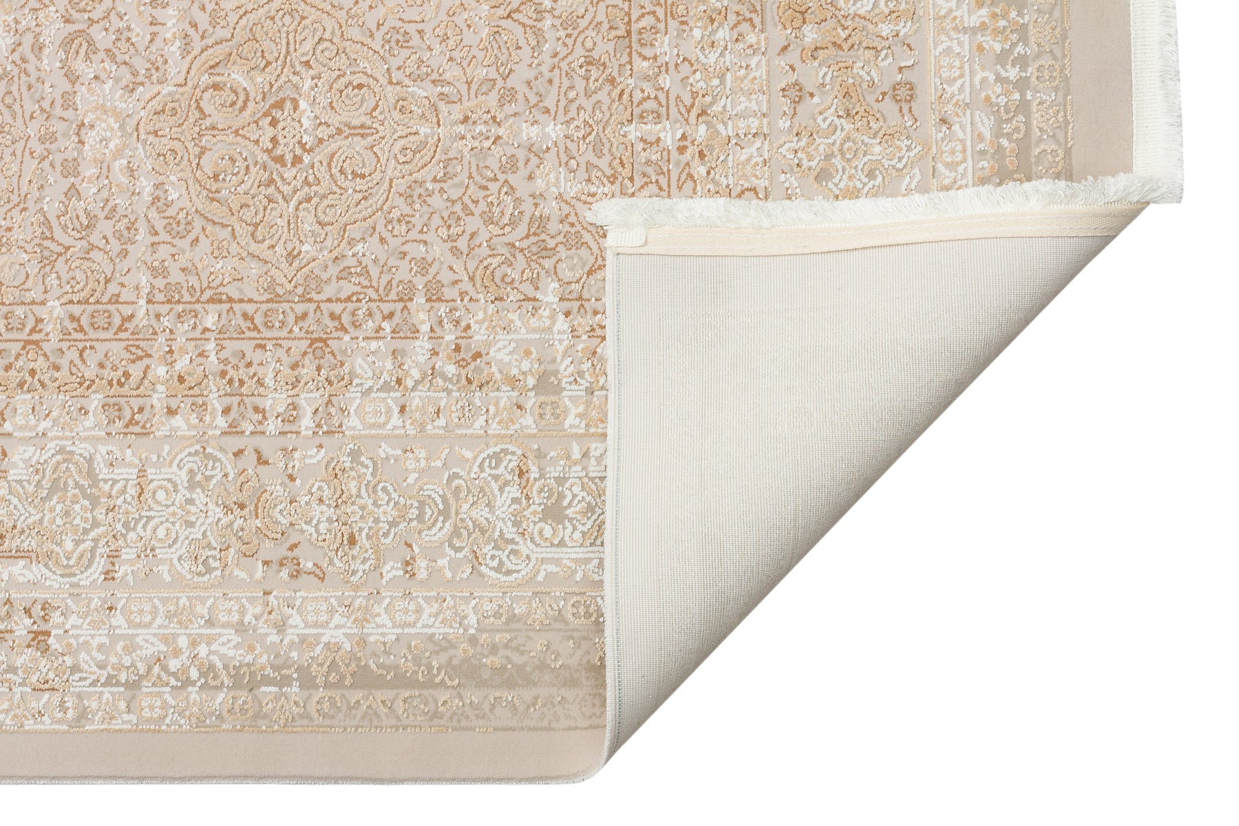 Vintage Cotton Area Rug – Machine Made Cream Rug With Anti Slip Flatweave Design