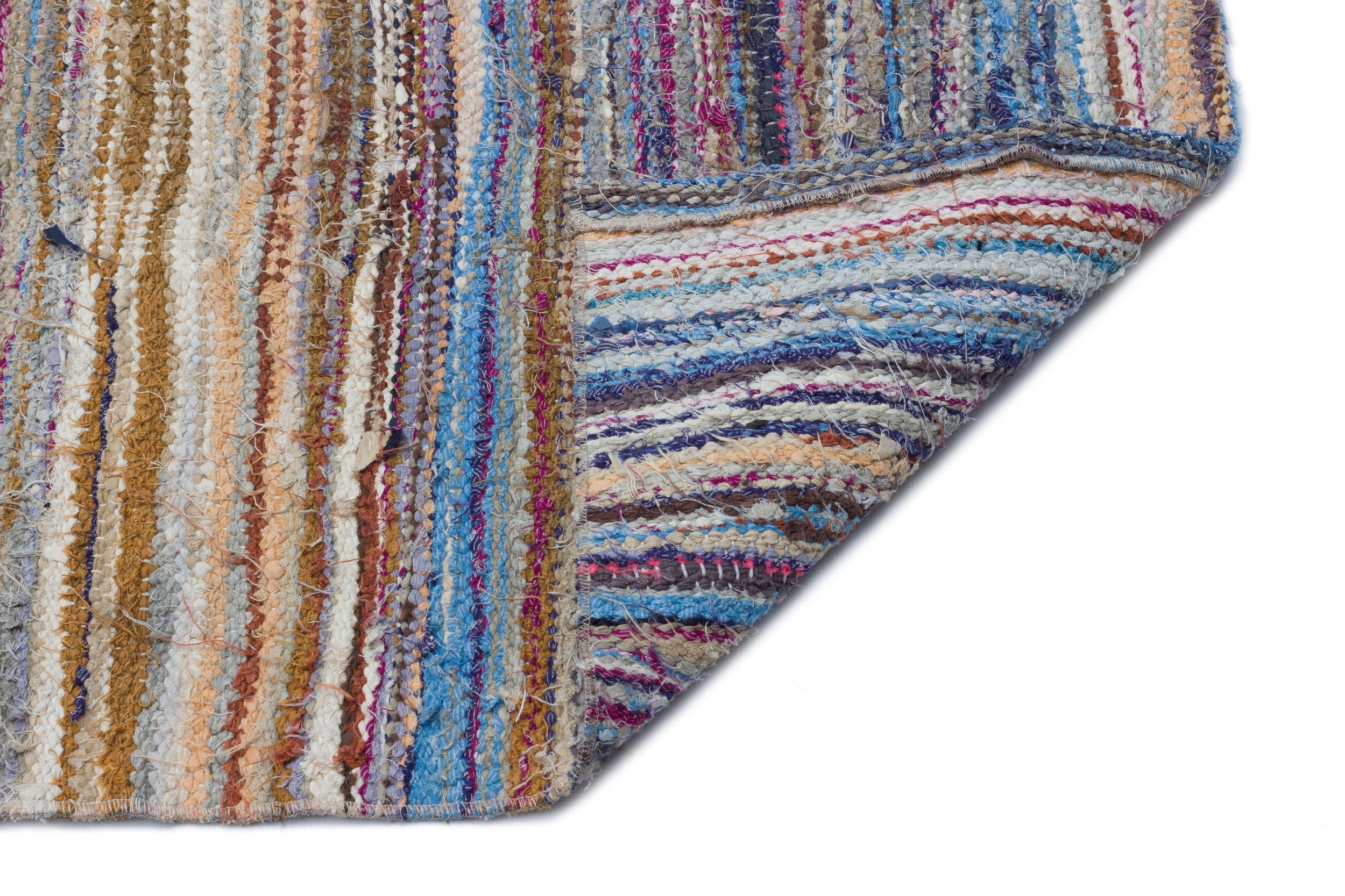 Girit Beige Striped Wool Handmade Area Rug 5'7" x 9'11"
