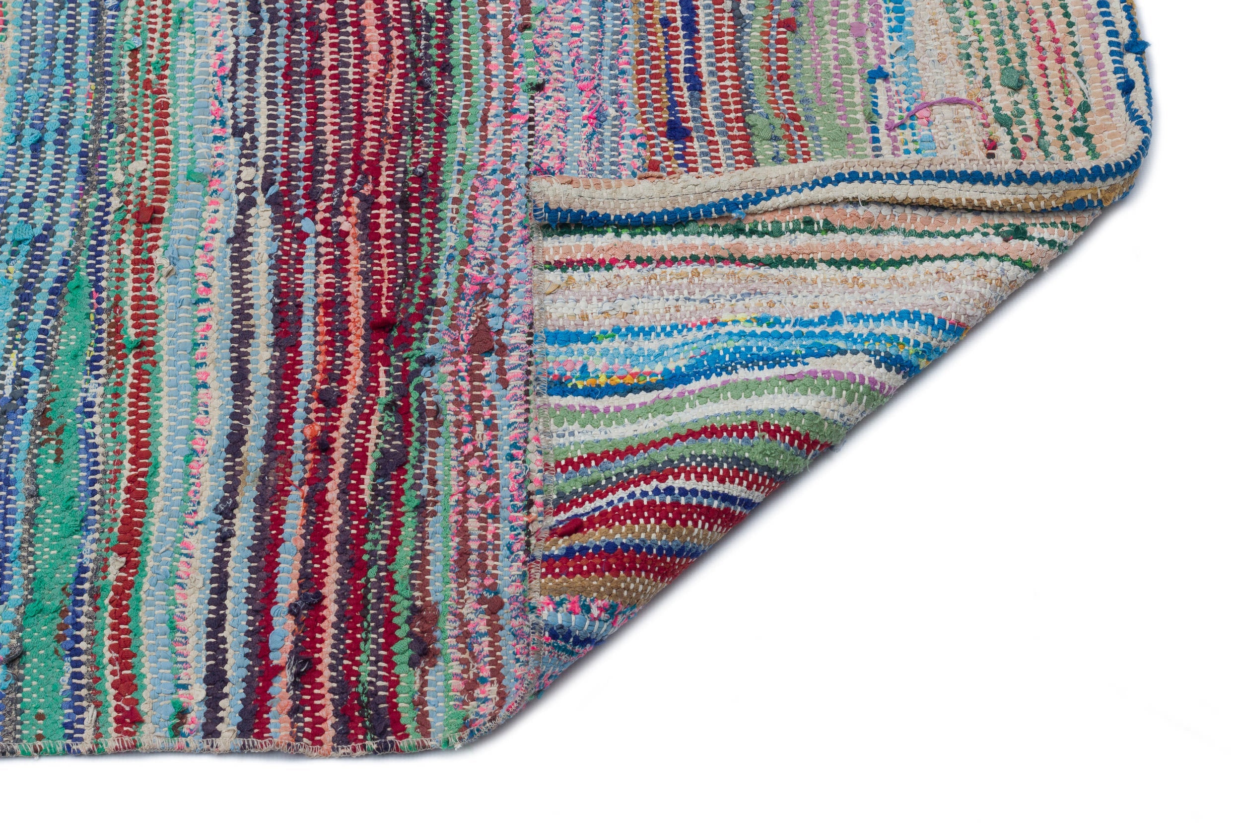Girit Beige Striped Wool Handmade Area Rug 3'5" x 10'11"