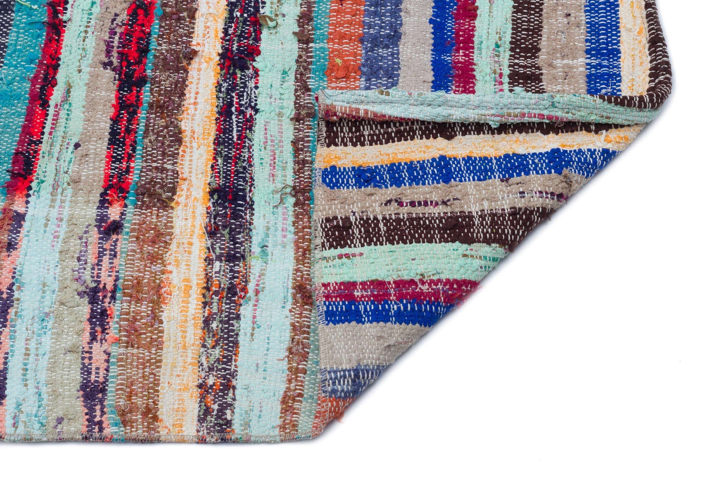 Girit Beige Striped Wool Handmade Area Rug 4'11" x 8'5"