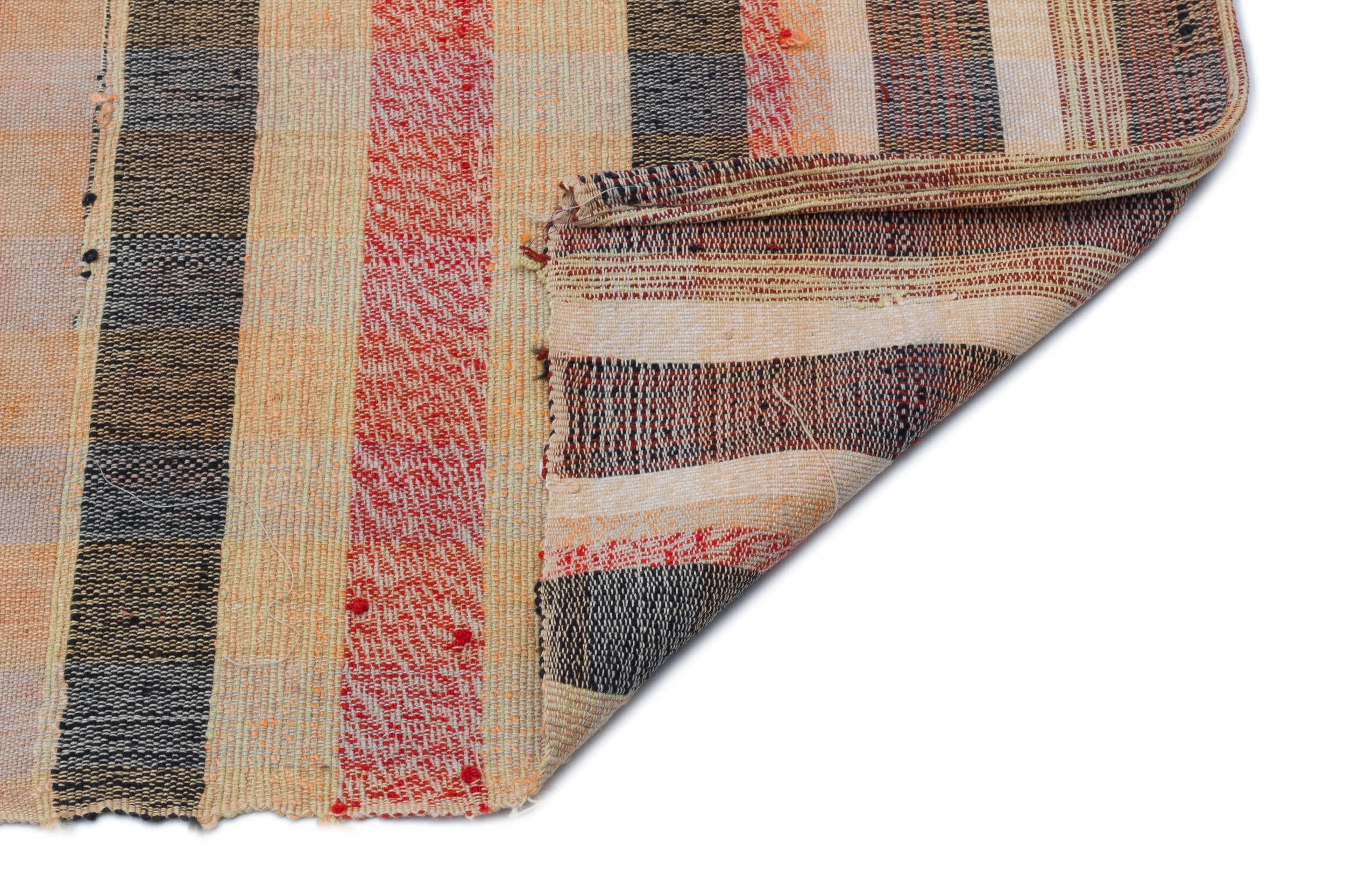 Girit Beige Striped Wool Handmade Area Rug 5'4" x 10'3"