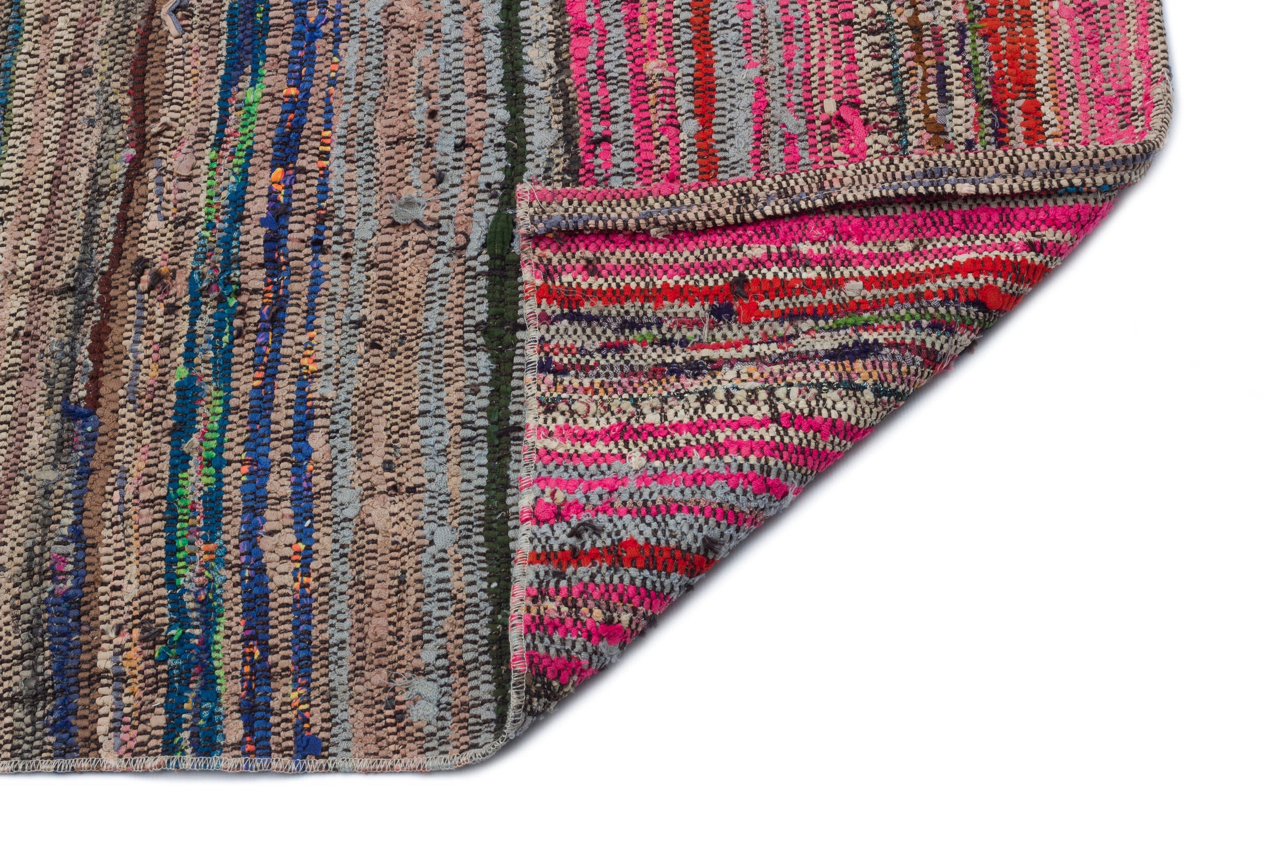 Girit Multy Striped Wool Handmade Area Rug 4'8" x 10'6"
