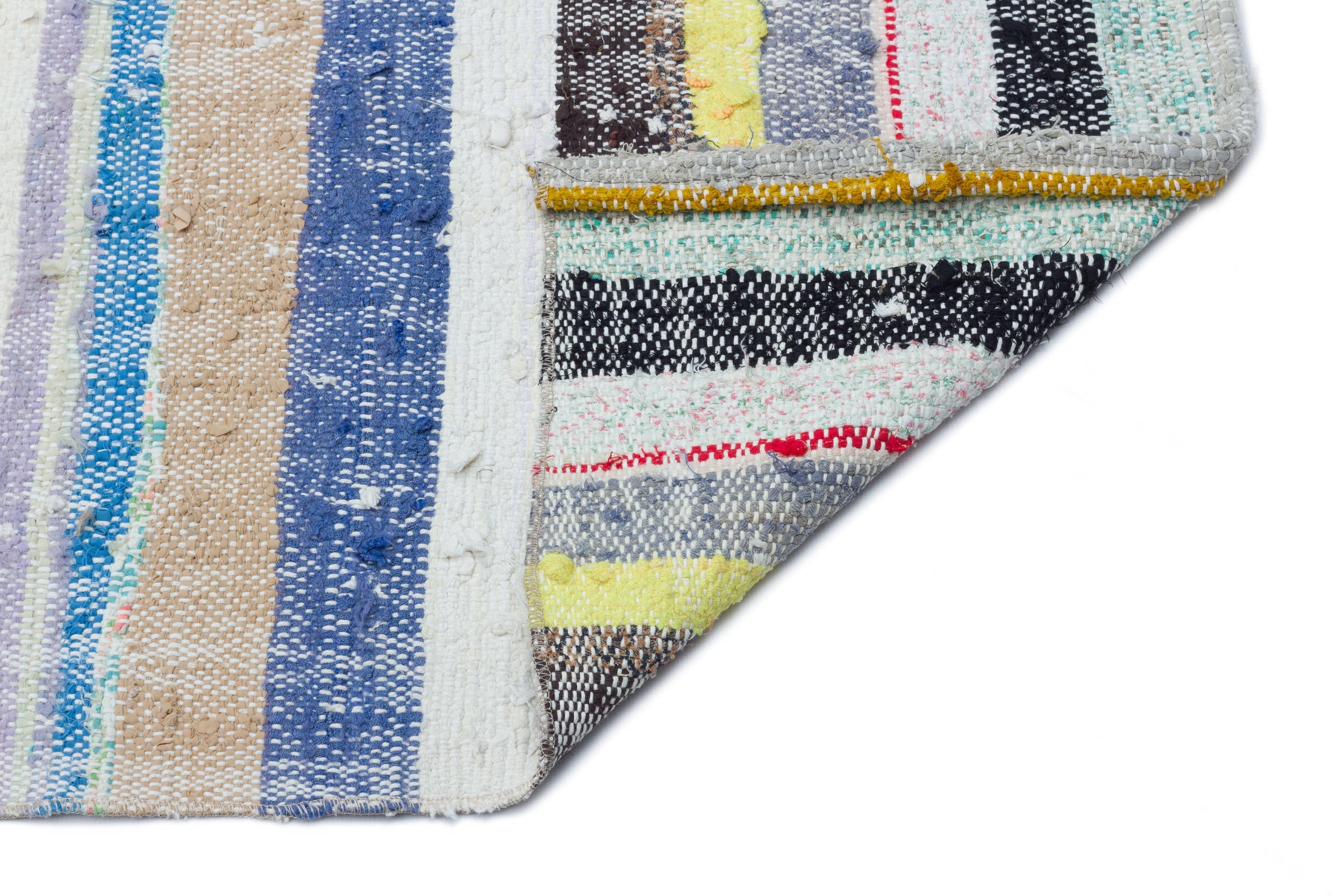 Girit Beige Striped Wool Handmade Area Rug 6'1" x 9'5"