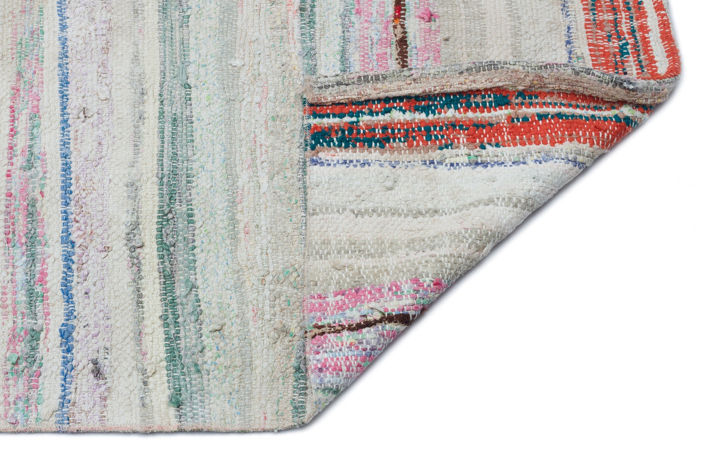 Girit Beige Striped Wool Handmade Area Rug 5'11" x 9'9"
