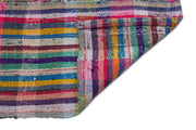 Girit Purple Striped Wool Handmade Area Rug 4'6" x 7'11"