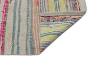 Girit 32408 Beige Striped Wool Handmade Area Rug 4'8" x 9'10"