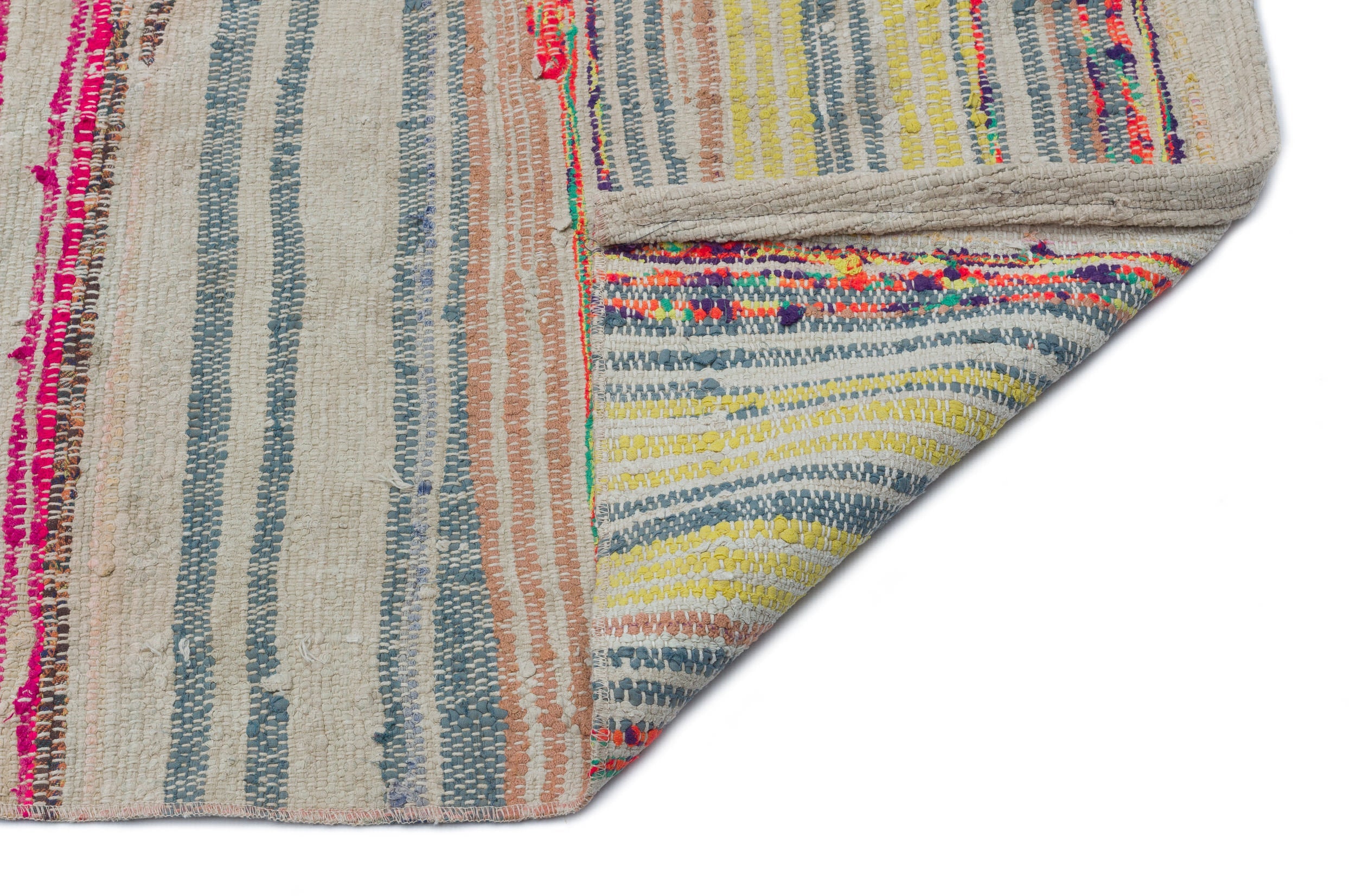 Girit 32408 Beige Striped Wool Handmade Area Rug 4'8" x 9'10"