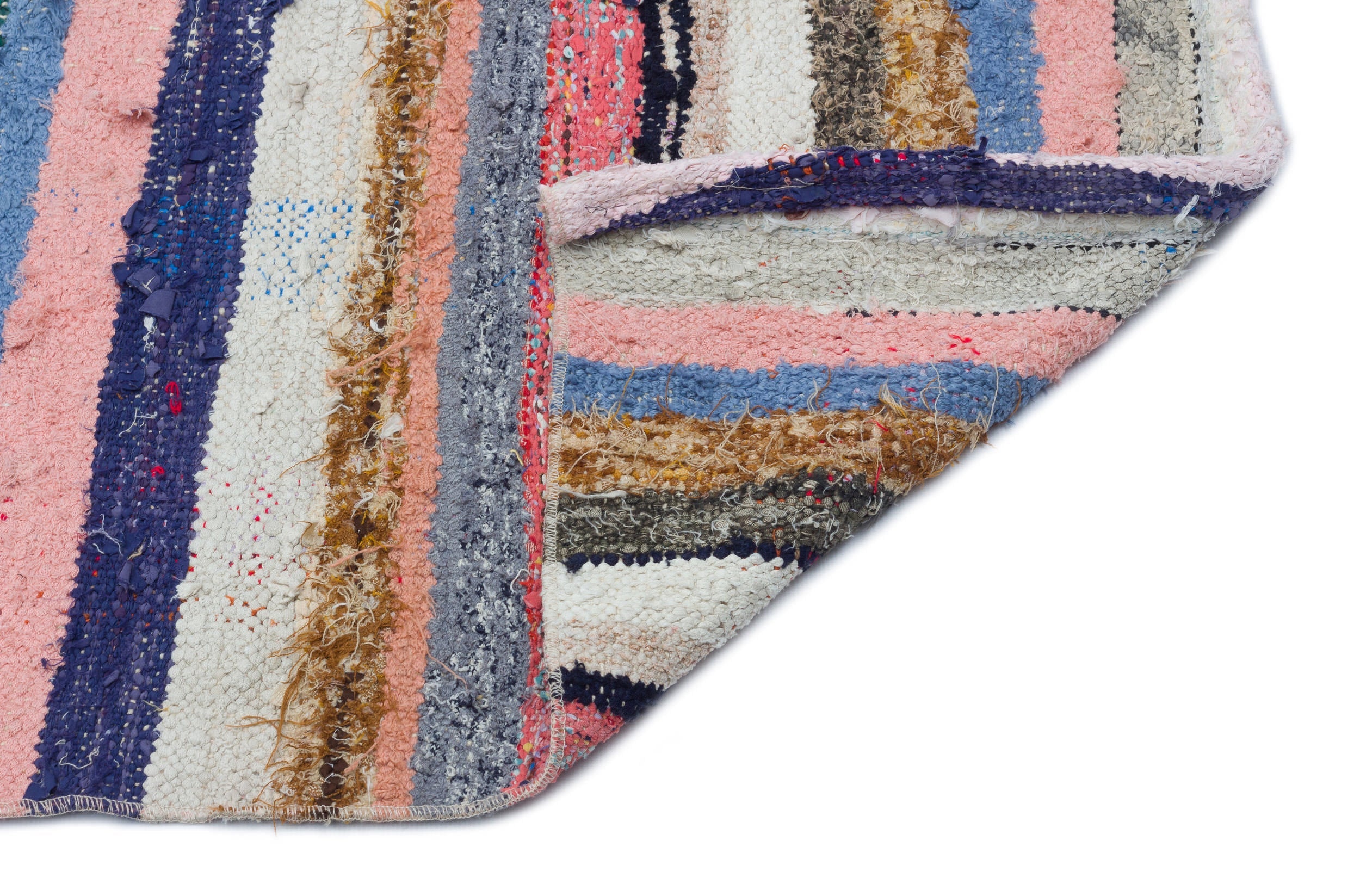 Girit Beige Striped Wool Handmade Area Rug 3'1" x 9'5"