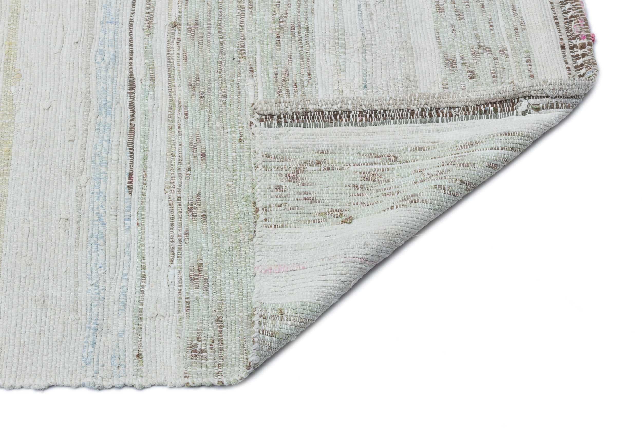 Girit Beige Striped Wool Handmade Area Rug 5'9" x 12'8"