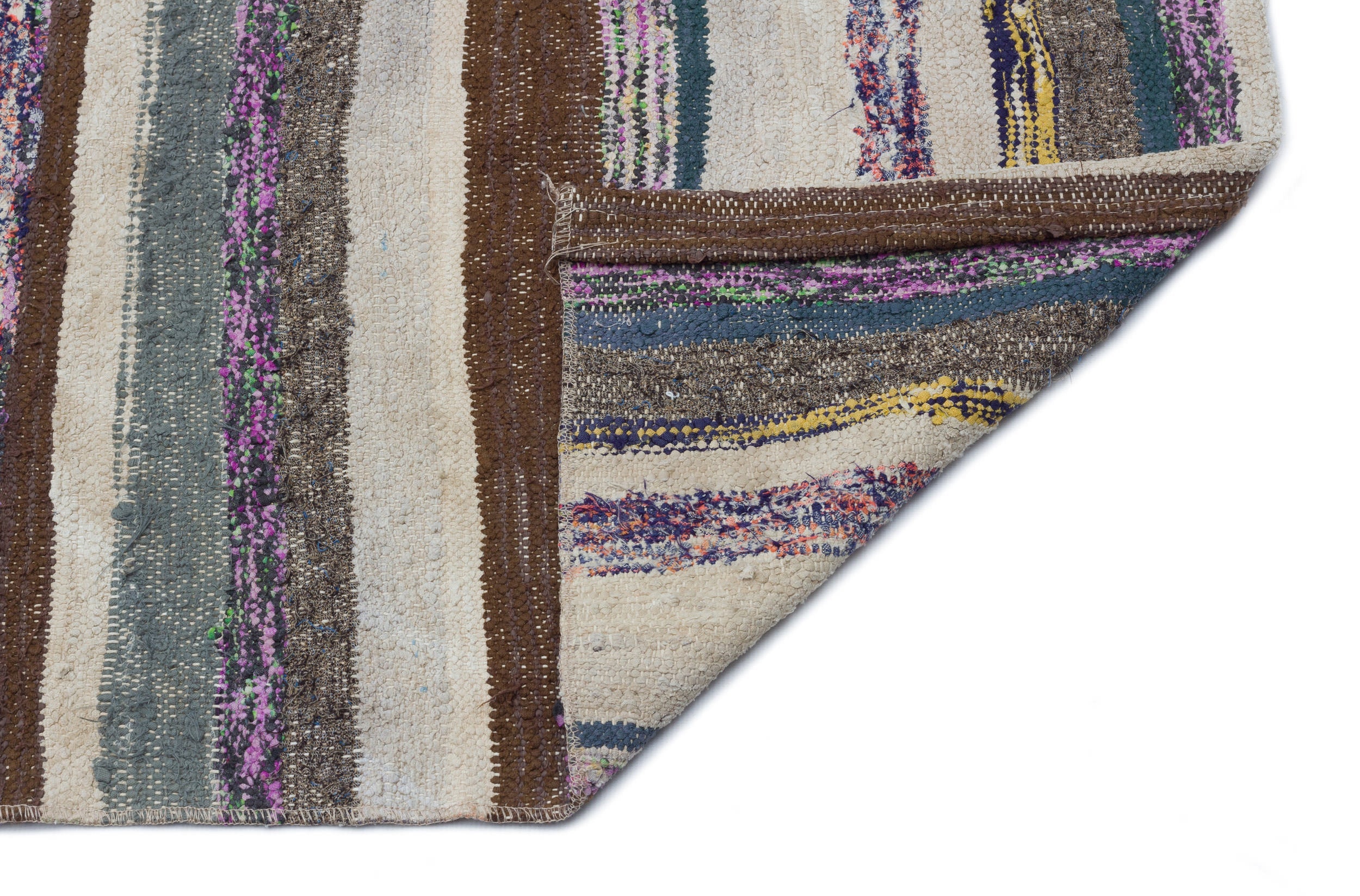 Girit Grey Striped Wool Handmade Area Rug 3'7" x 9'10"