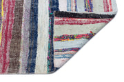 Girit Beige Striped Wool Handmade Area Rug 6'2" x 6'9"