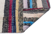Girit Grey Striped Wool Handmade Area Rug 3'7" x 11'6"