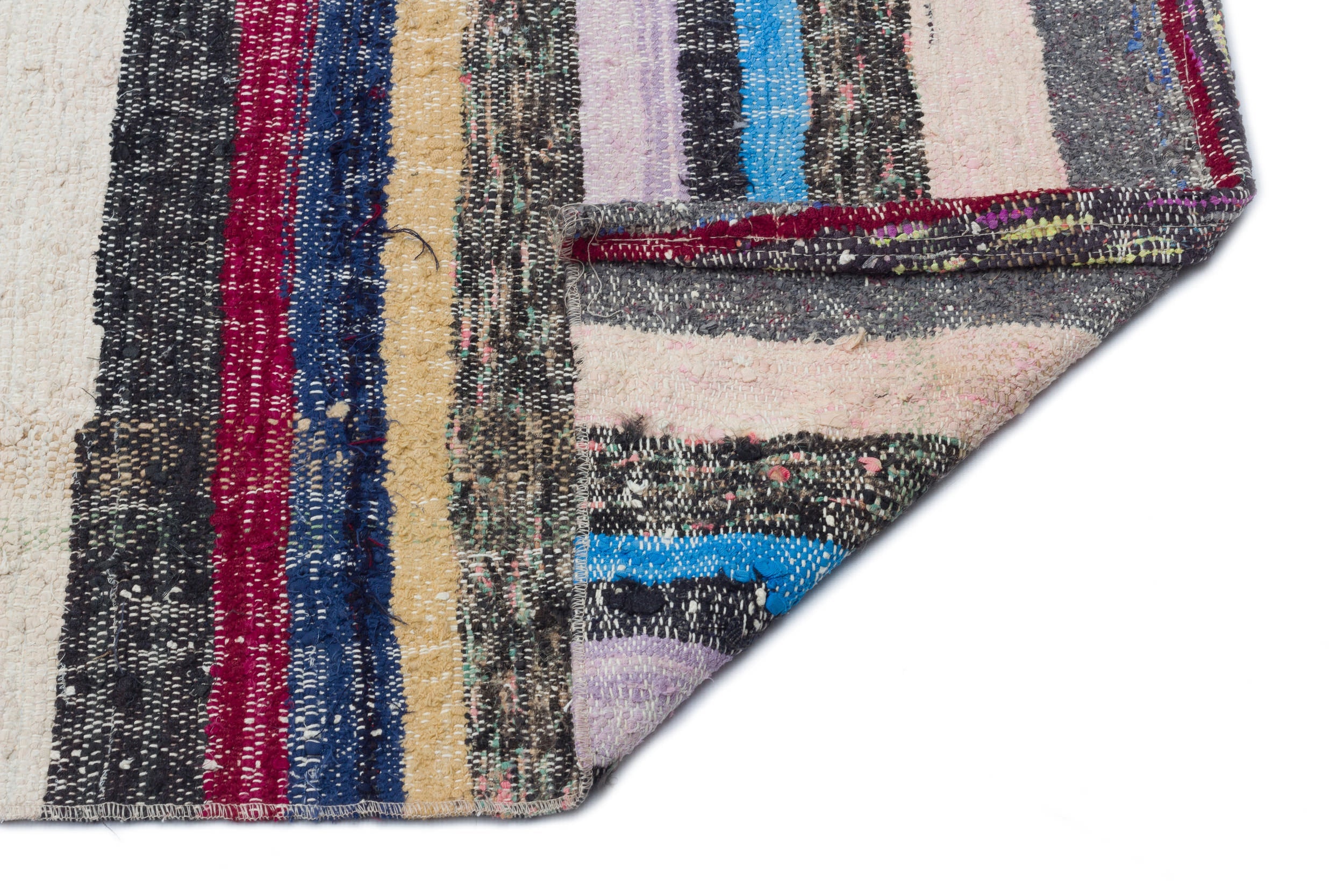 Girit Grey Striped Wool Handmade Area Rug 3'7" x 11'6"